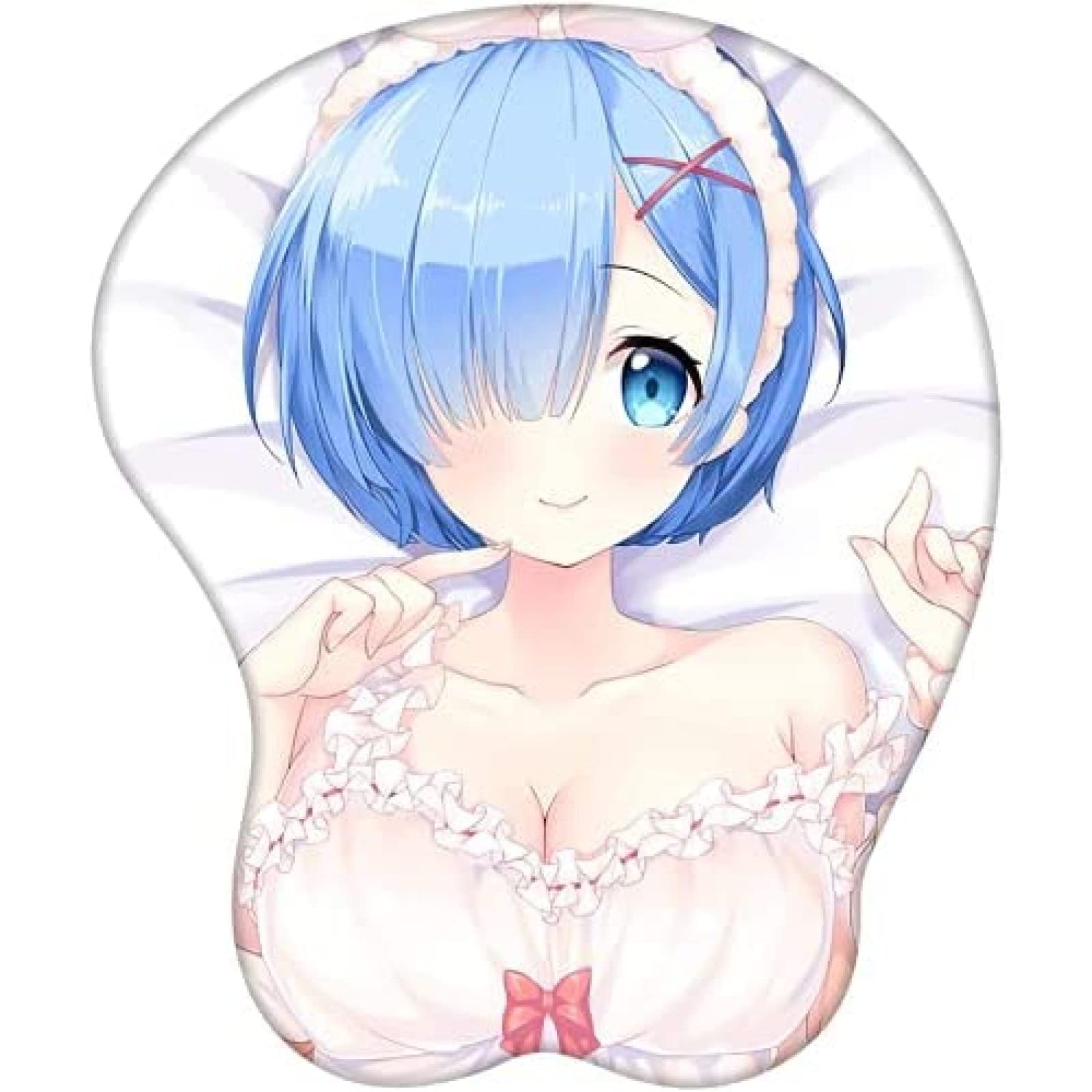 Anime REM Pajama Beauty 3D Mouse Pad with Silicone Wrist Rest - Non-Slip Gaming Mouse Pad for PC & Laptop - Perfect for Office, Gaming & Home Workspace