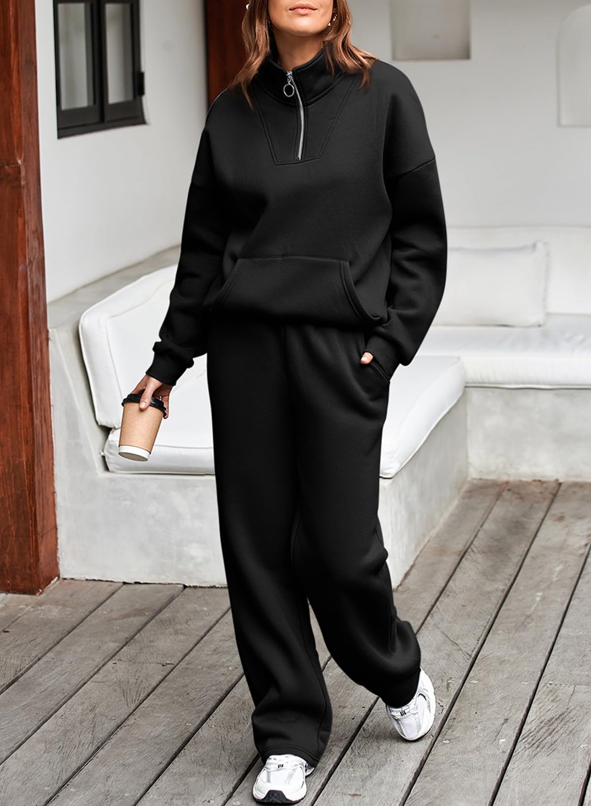 Aleumdr Women's 2-Piece Matching Sweatsuit Set - Zip Up Hoodie & Joggers Lounge Wear for Casual Outfits, Gym, Yoga, and Home Comfort