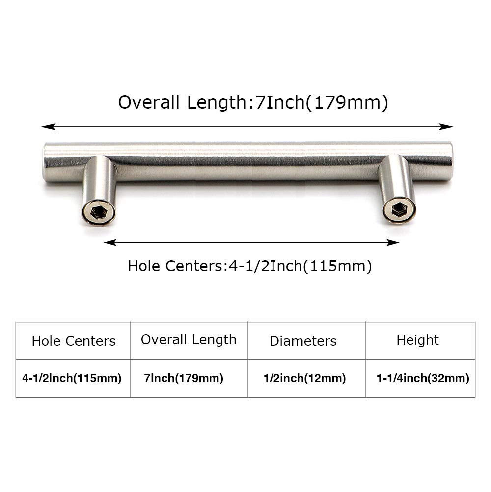 Modern Brushed Nickel Cabinet Handles HD201SN - 4-1/2