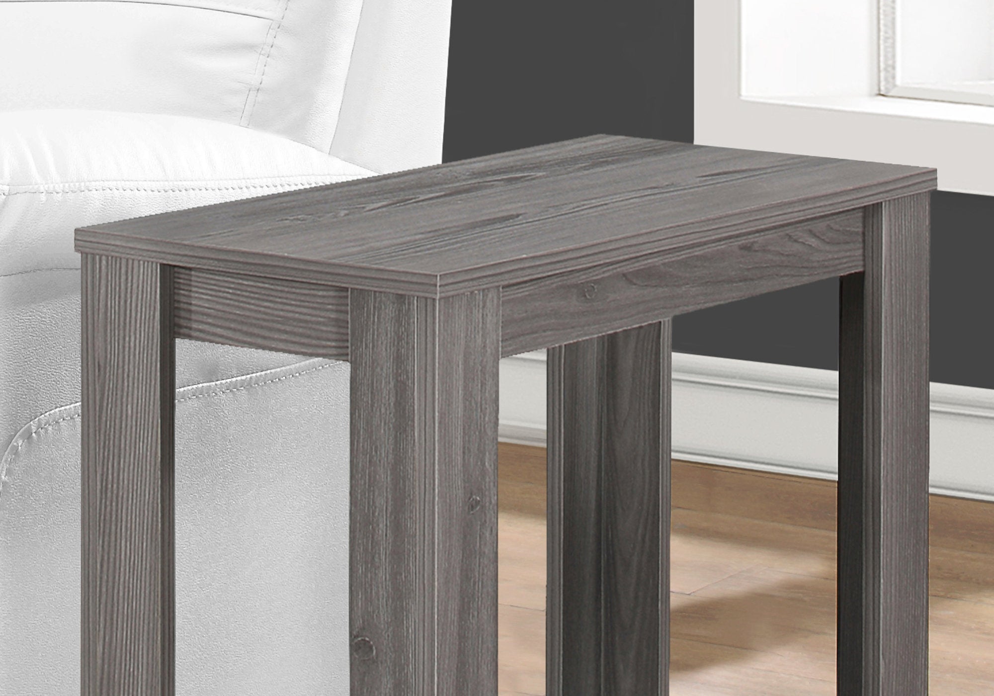Modern Grey Accent Side Table - Rectangular End Table for Living Room, Bedroom & Office - Stylish Home Decor Furniture for Small Spaces