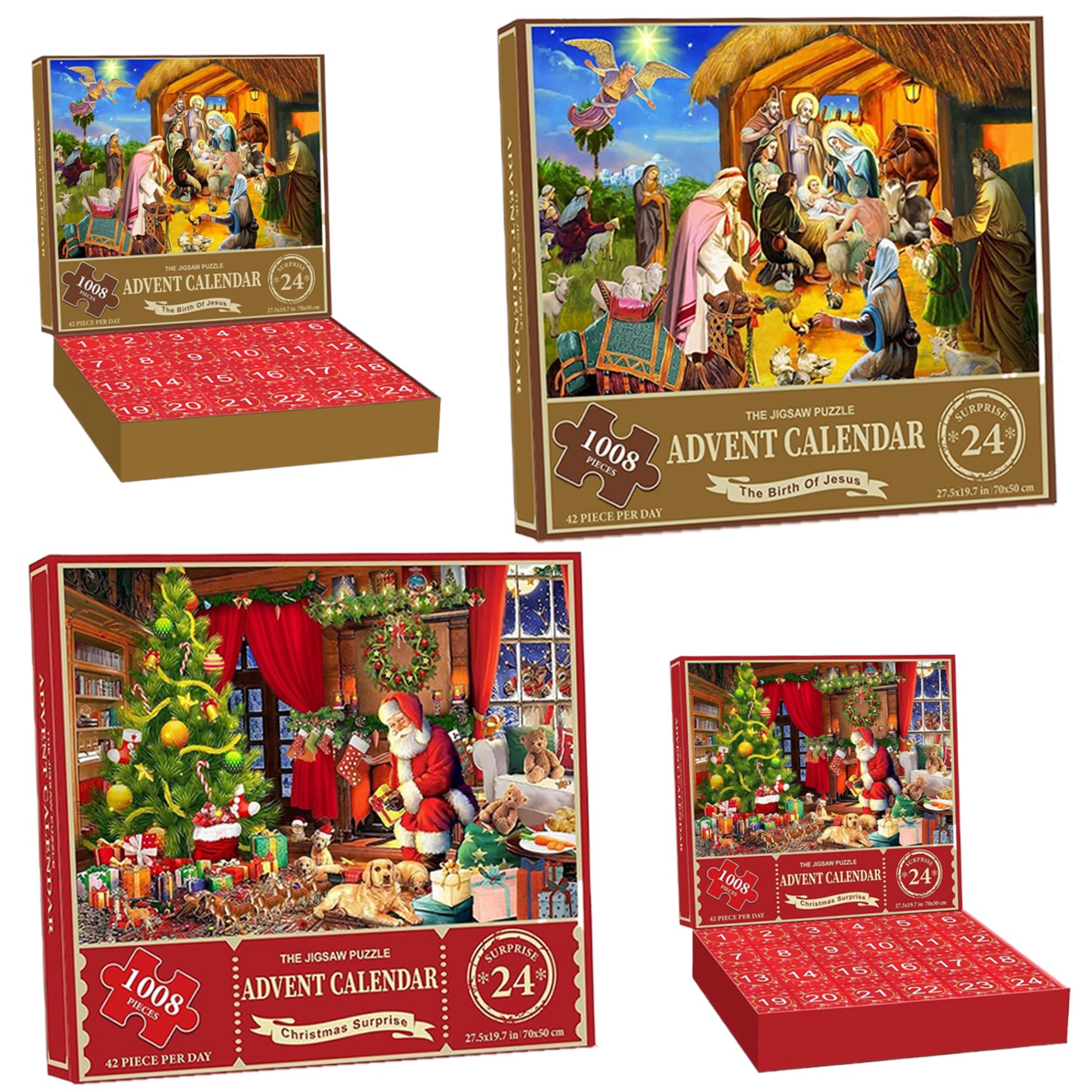 2024 Christmas Advent Calendar Puzzle - 1008 Piece Nativity Scene Jigsaw Puzzle, 24 Days Countdown to Jesus' Birth - Fun Holiday Activity for Kids & Families - Perfect for Christmas Decorations, Gift Giving & Family Bonding Time