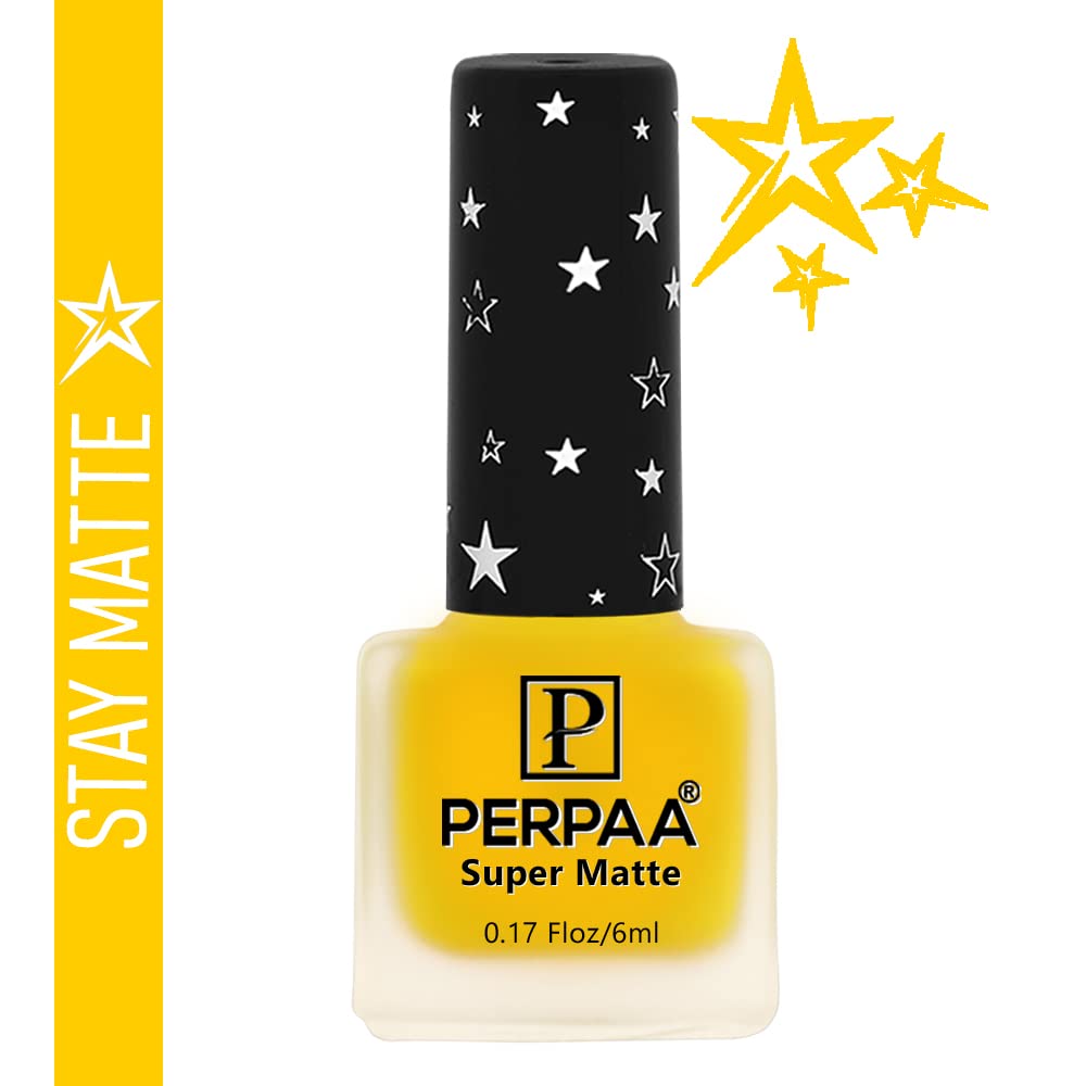 PERPAA® Super Matte Nail Polish - Non-Toxic, Long Lasting, Chip Resistant & Quick Dry Vegan Nail Enamel (2 Pack: Sea Green & Yellow) - Perfect for Everyday Wear, Parties & Nail Art Designs