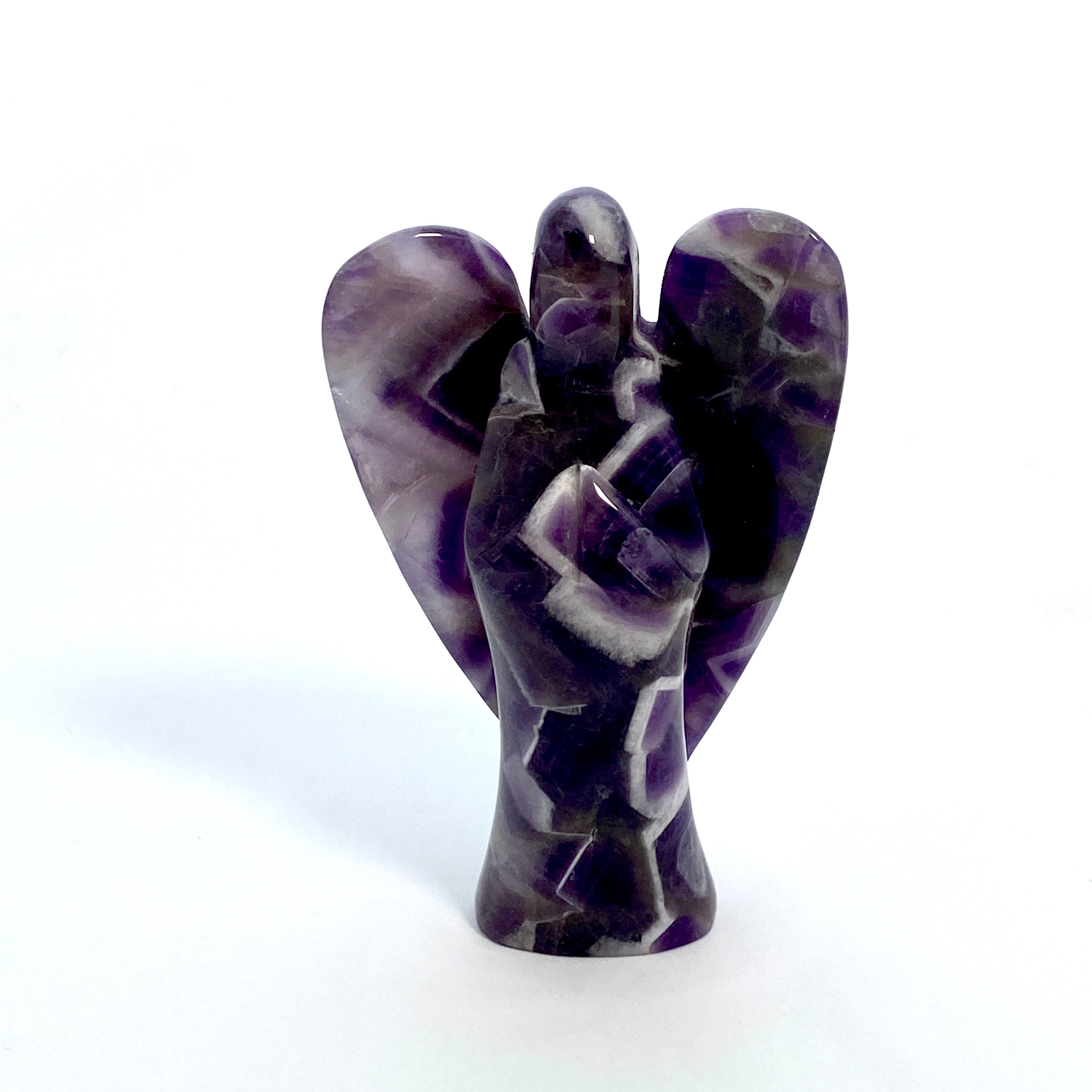 Chevron Amethyst Angel AMA 02 - Natural Healing Crystal for Meditation, Spiritual Growth & Positive Energy - Perfect for Home Decor, Yoga Practice & Gift Giving