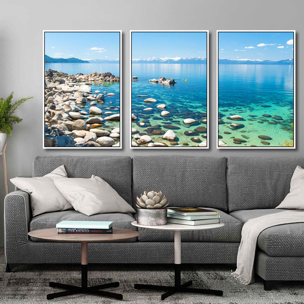 Idea4Wall 3-Piece Framed Canvas Wall Art Set - Lake Tahoe Landscape Prints (24