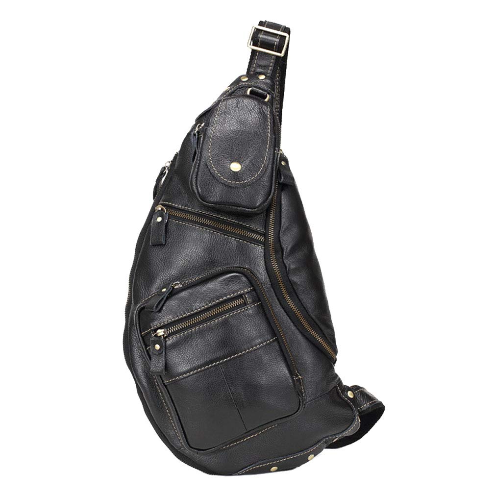 Hebetag Genuine Leather Sling Bag - Crossbody Backpack for Men & Women - Perfect for Travel, Hiking & Outdoor Adventures | Durable & Stylish Daypack for Commuting, Gym & Daily Use