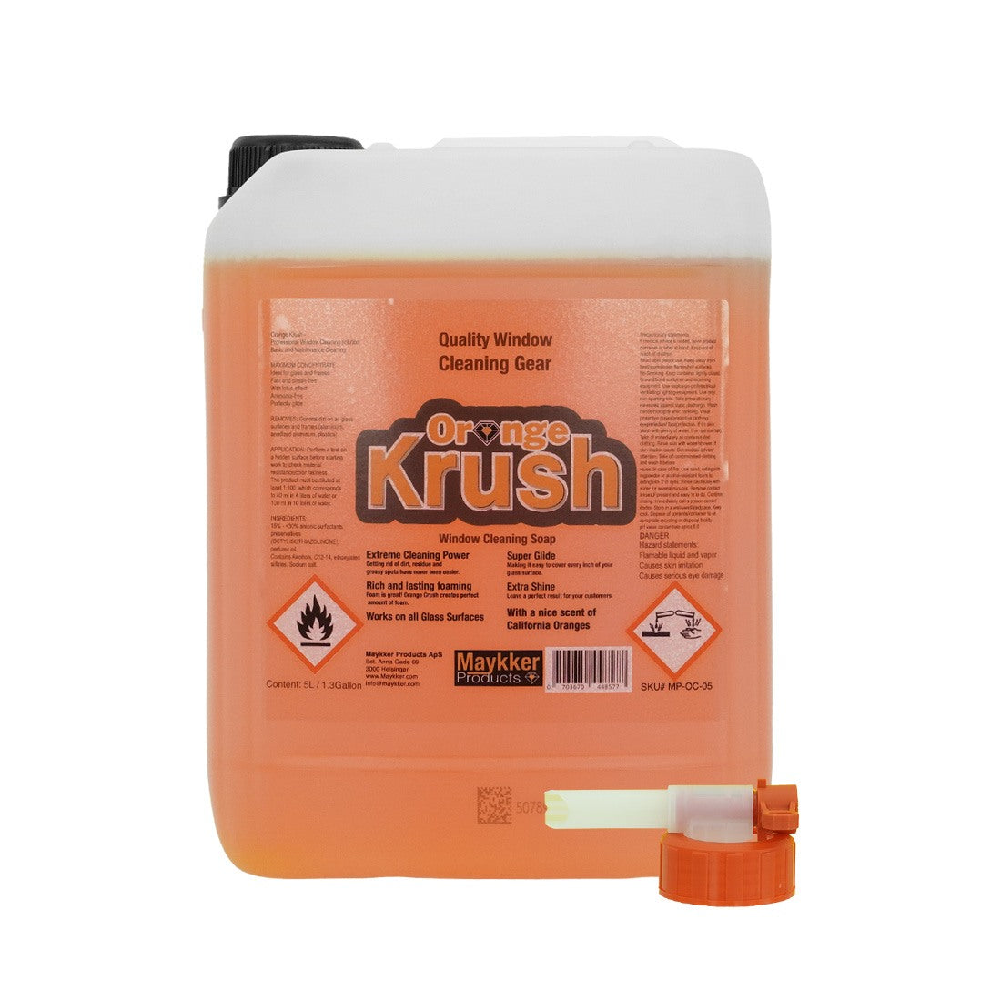 Maykker Orange Krush Window Cleaning Soap - Streak-Free Formula for Sparkling Clean Windows at Home & Office | Eco-Friendly & Non-Toxic