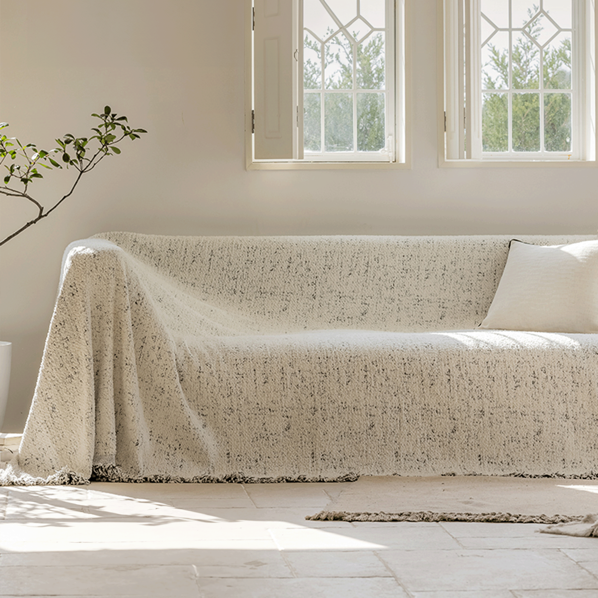 Stylish Sprinkled Speckles Sofa Cover - Soft Stretchable Furniture Protector for Living Room, Couch, Sectional - Perfect for Home Decor & Pet Protection