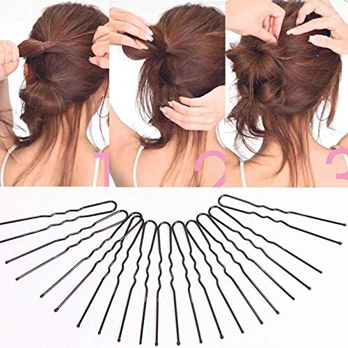 Nyamah 60 PCS Black Waved U-Shaped Hair Clips - 7CM Metal Salon Grip Hairpins for Women & Girls, Strong Hold Styling Tools for Updos, Ponytails & Everyday Hairstyles