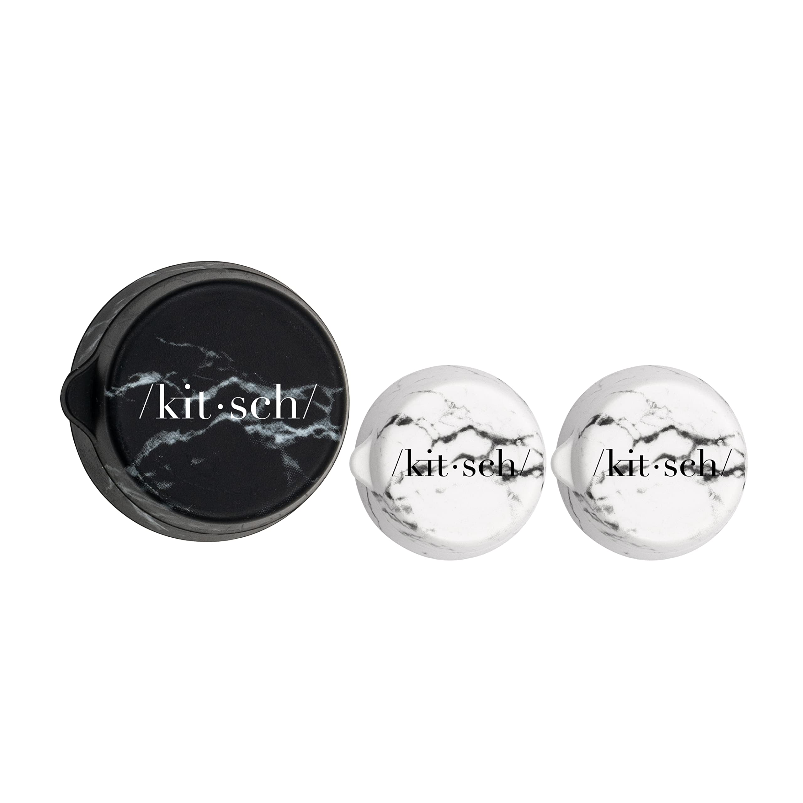 Kitsch Silicone Travel Jar Set - 3pcs Leak Proof Containers for Liquids, Creams & Toiletries | Portable Marble Design for Airplane, Gym & Vacation Essentials