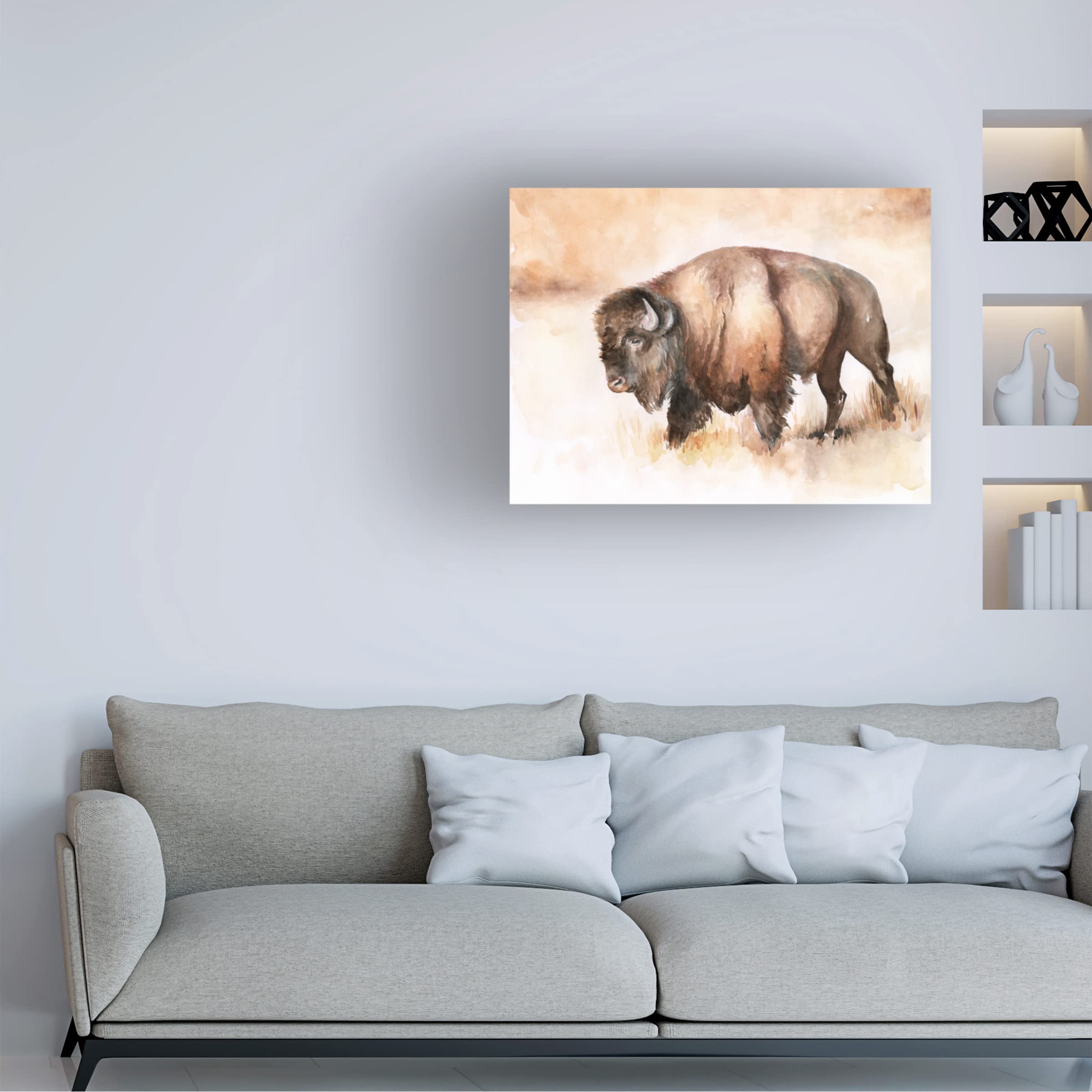Buffalo Roam I Canvas Art Print by Jennifer Paxton Parker - Western Wildlife Wall Decor for Living Room, Office & Cabin