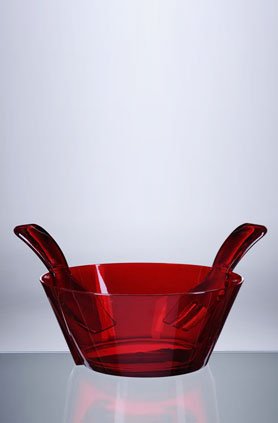 Premium Mario Luca Giusti Salad Bowl Set - 4 Piece Red Ceramic Serving Bowls for Pasta, Salad & Appetizers - Elegant Dinnerware for Entertaining & Family Meals