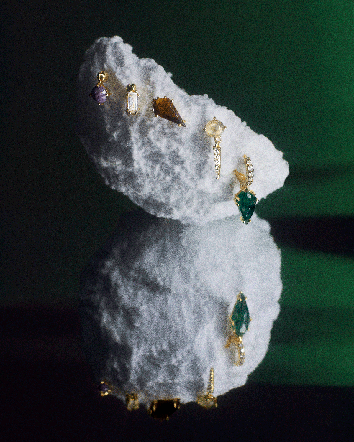GRID Naoki Moss Agate Single Earring - Elegant Handmade Gemstone Jewelry for Women, Boho Chic Dangle Earring - Perfect for Parties, Weddings & Everyday Wear
