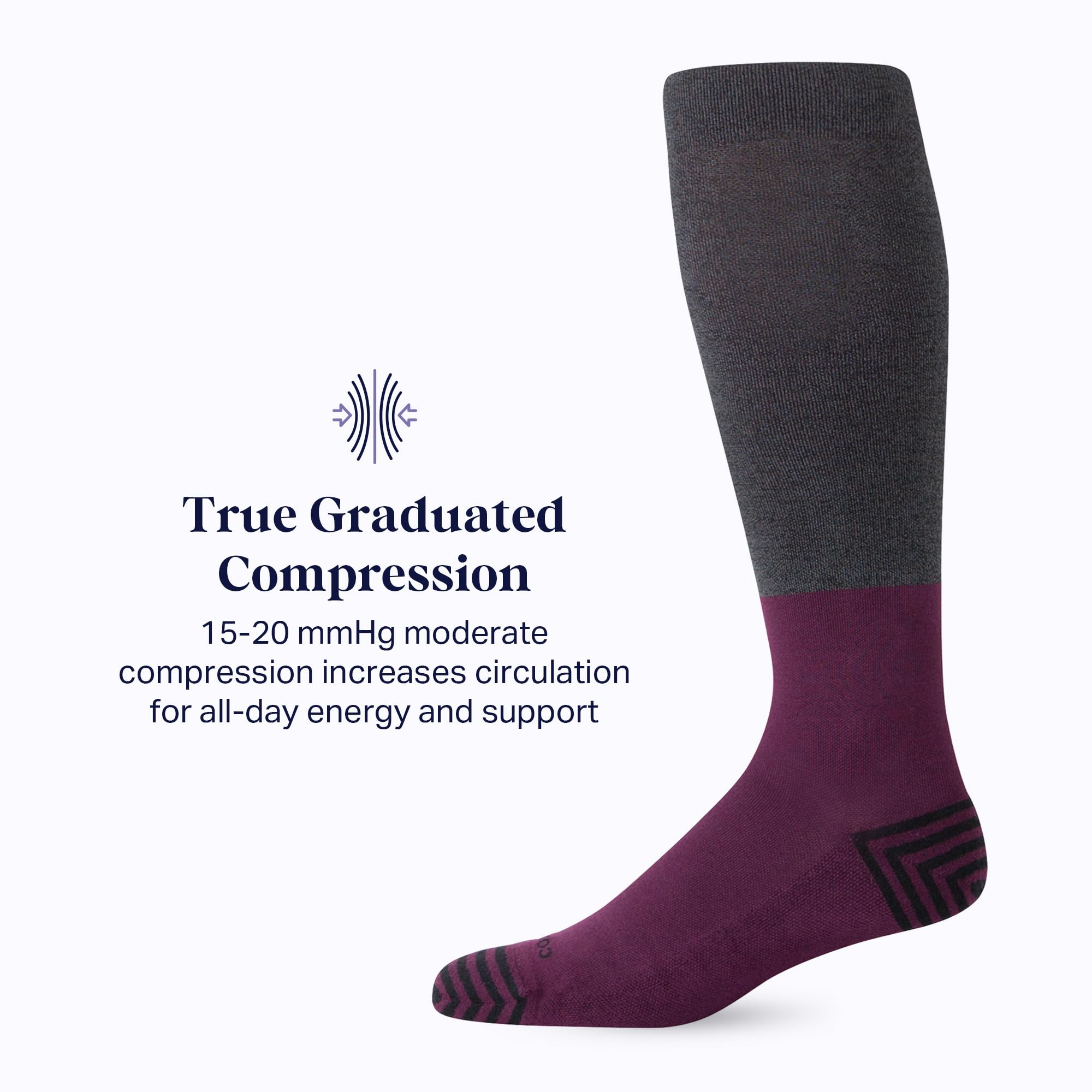 Comrad CloudCotton Knee High Compression Socks 15-20mmHg - Soft Combed Cotton Graduated Support Socks for Men & Women - Perfect for Running, Travel & Circulation Support
