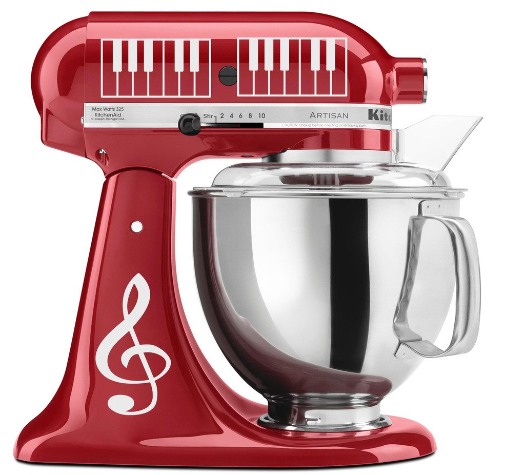 Treble Clef & Piano Keys Vinyl Decal Set for KitchenAid Mixers - White Music Theme Stickers - Perfect for Baking Enthusiasts & Music Lovers - Great for Home Kitchen Decor & Gift Ideas