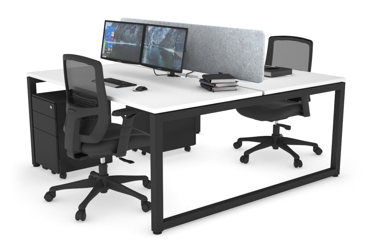 Quadro Loop Legs 2 Person Office Workstation - 1600L x 800W with Cable Management - Modern Shared Desk for Collaborative Workspaces & Home Offices