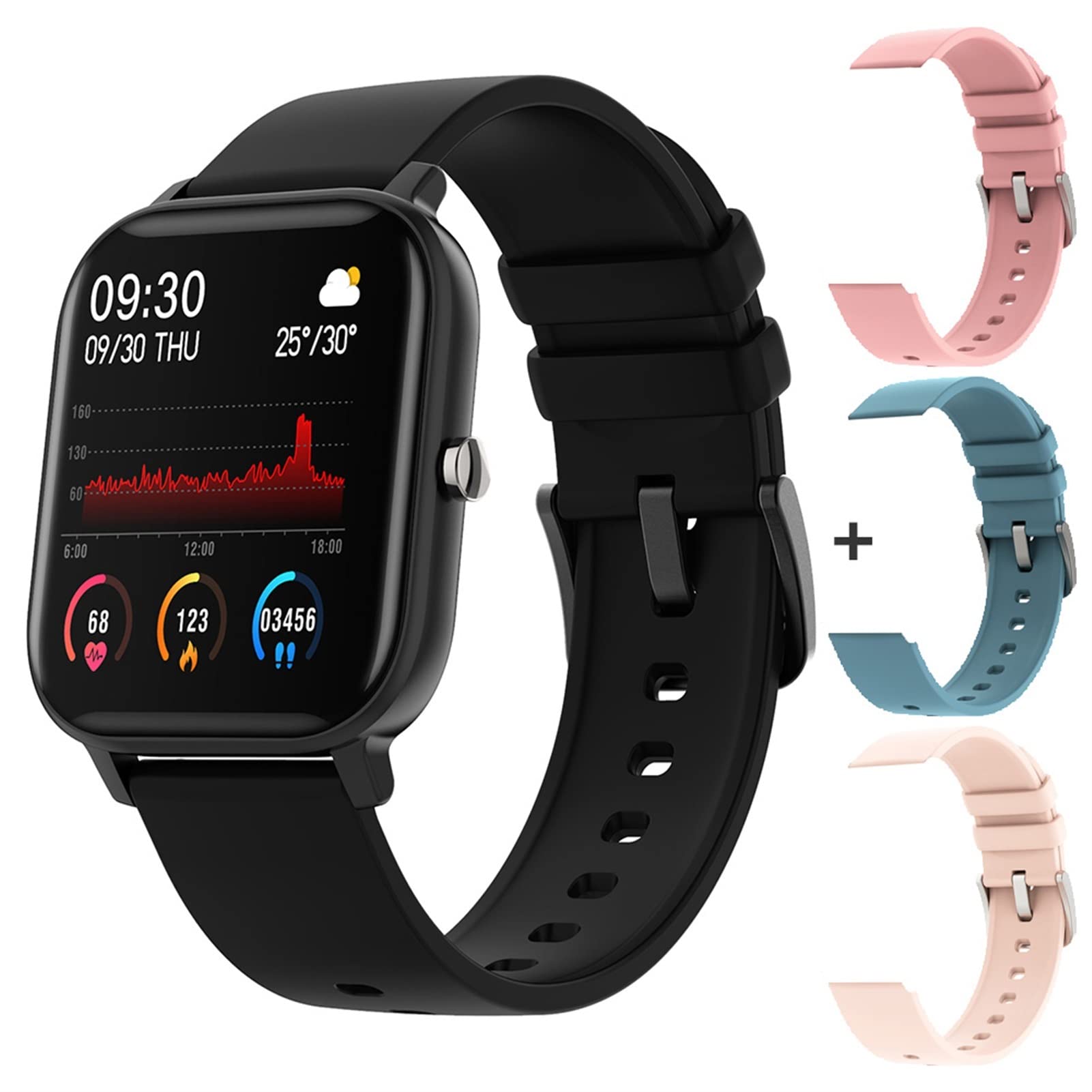 My's Beauty P8 1.4 Inch Smart Watch for Men & Women - Full Touch Fitness Tracker with Blood Pressure Monitor, Heart Rate & Sleep Tracking - Compatible with Xiaomi - Perfect for Workouts, Running & Daily Activity (Color: D)