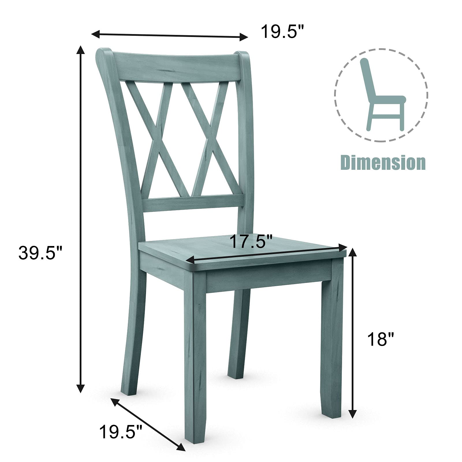 Giantex Set of 4 Solid Rubber Wood Dining Chairs - 400 Lbs Weight Capacity - Farmhouse Style Kitchen & Dining Room Side Chairs for Home, Restaurant & Office Use