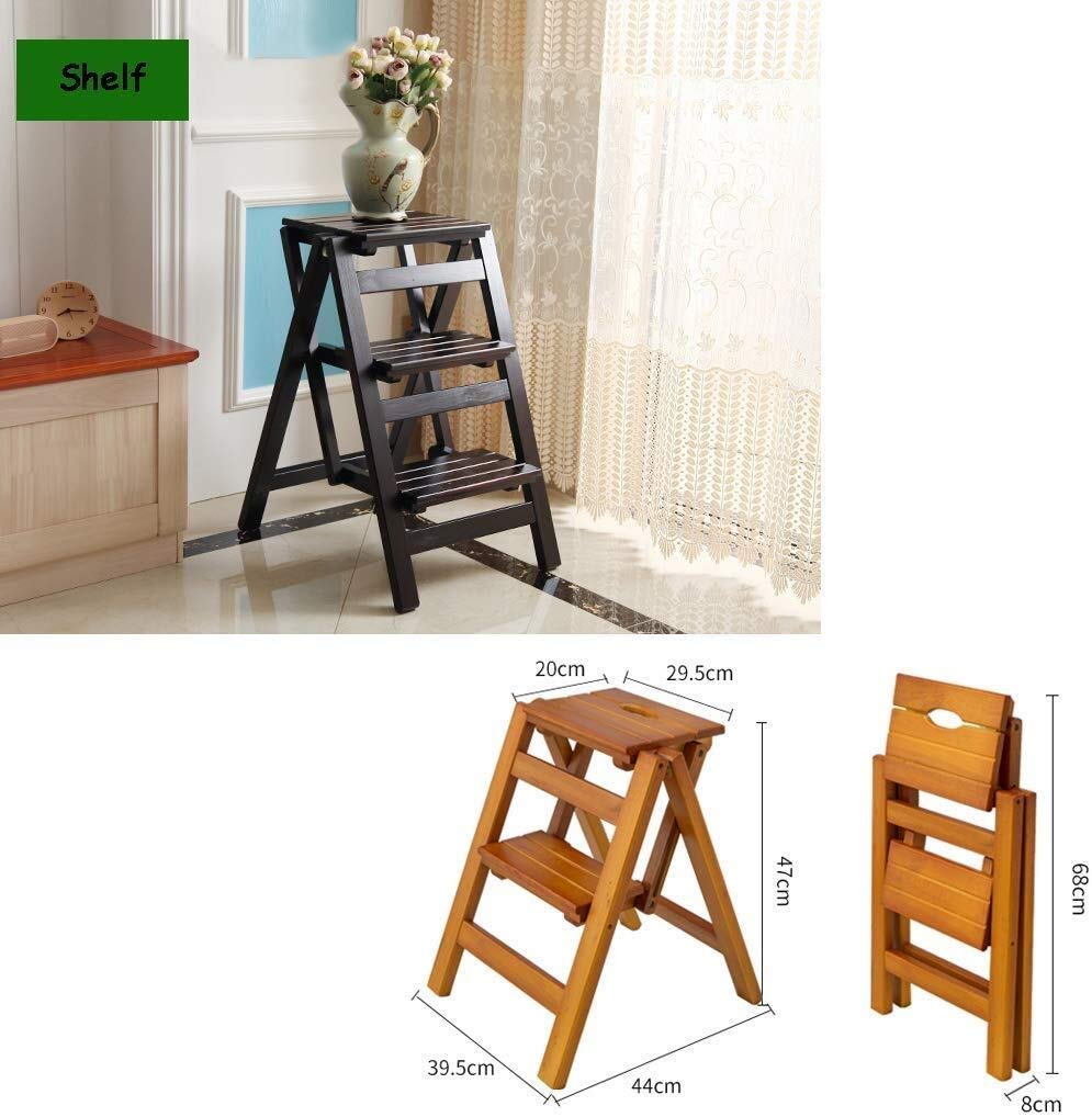 KAZUP Foldable Step Stool for Kitchen, Home, Dining Room - Lightweight Multi-Purpose Ladder Stool for Adults, Kids - Perfect for Reaching High Shelves, Organizing Cabinets, Home Decor (Natural Wood)