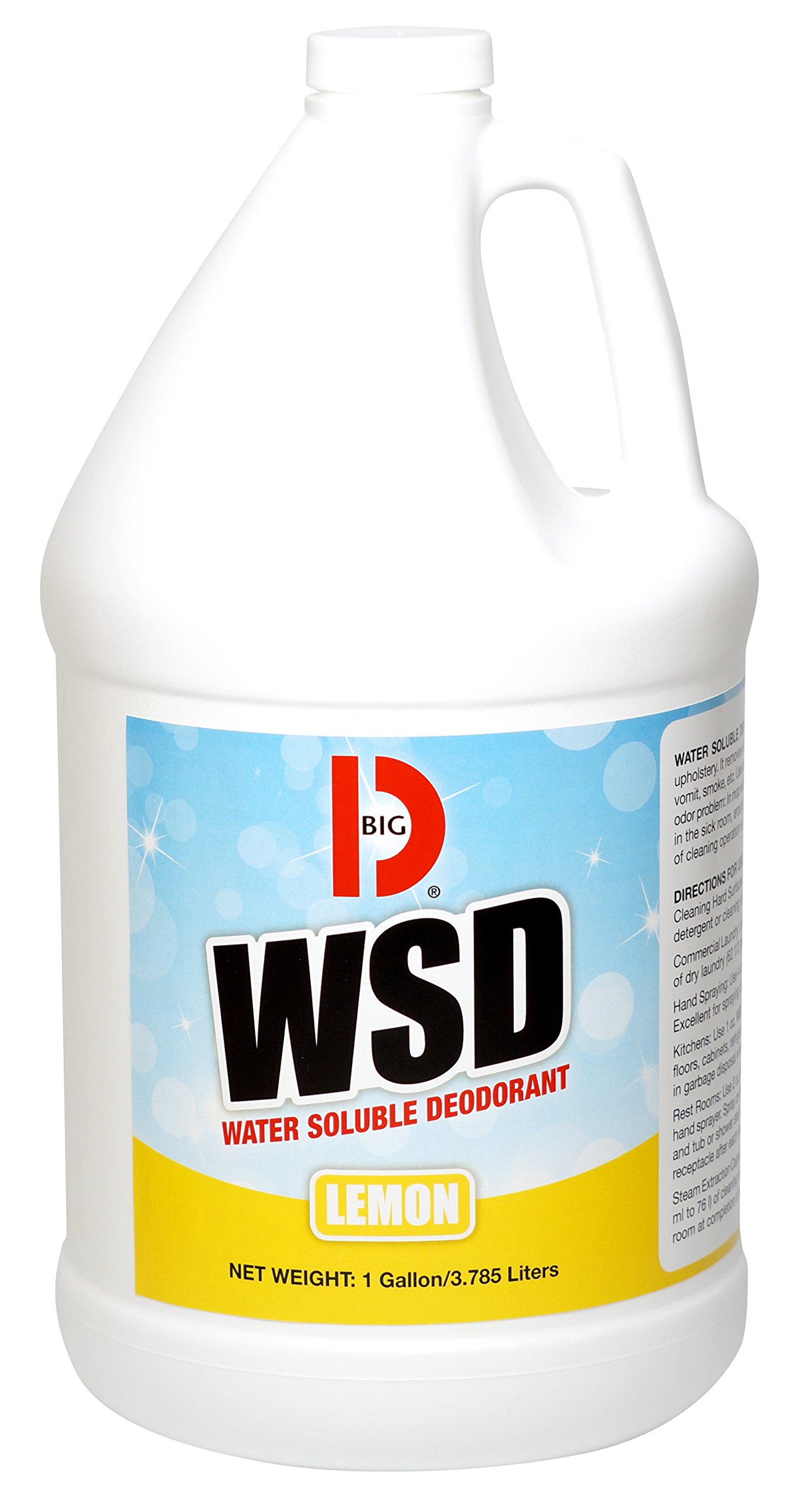 Big D Industries - Lemon Scented Water-Soluble Deodorant Concentrate, 1 Gallon Bottles (4/Carton) - Industrial & Commercial Use for Restrooms, Locker Rooms & Waste Management Areas