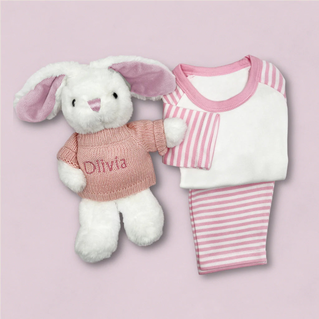 Little Bunny Snuggle Hamper - Soft Pink Baby Laundry Basket with Cute Rabbit Design | Perfect for Nursery, Baby Shower Gift & Kids' Room Organization