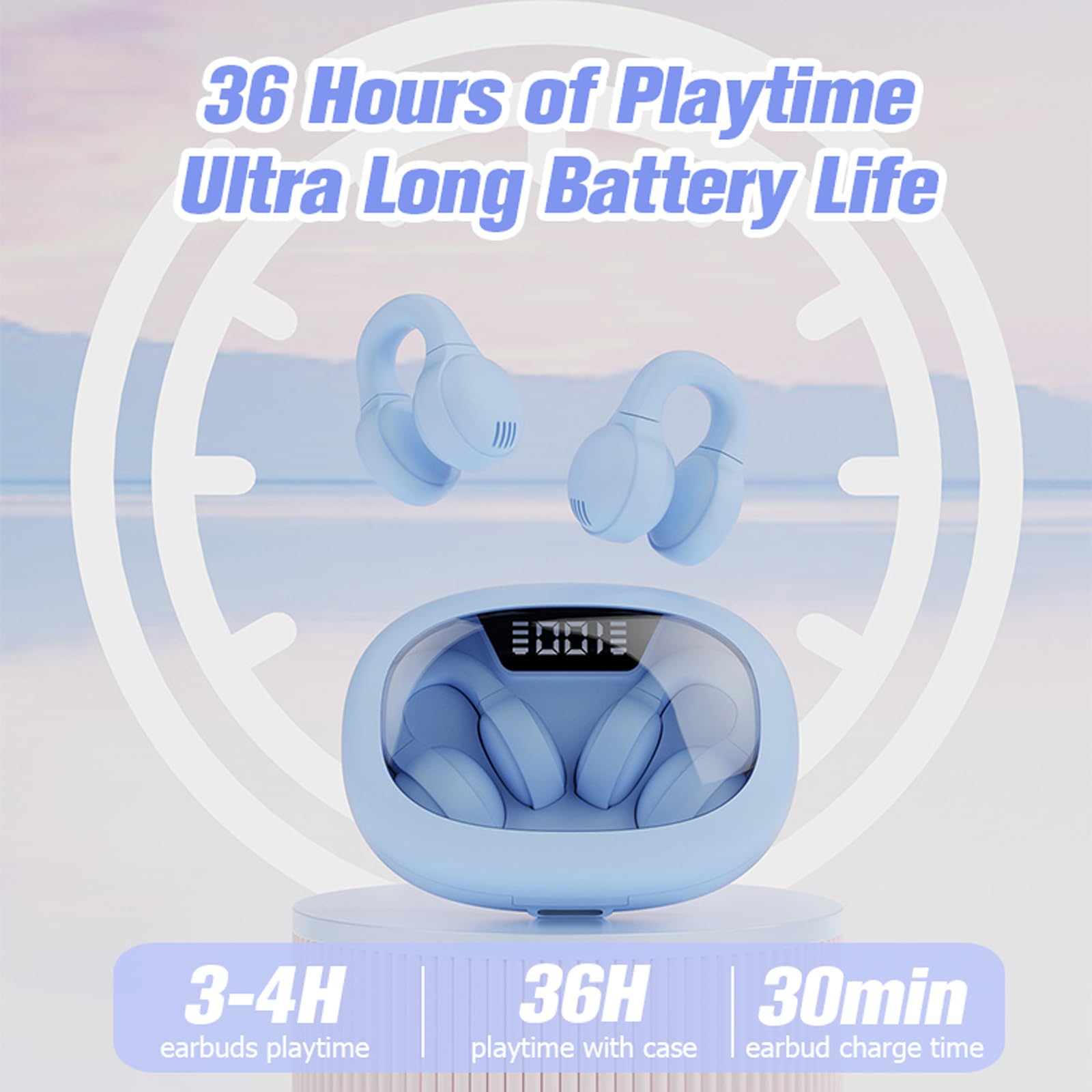Clip On Open Ear Wireless Bluetooth Earbuds - Small Earclip Outer Ear Headphones for Kids & Adults - Air Bone Conduction Technology, Non-In Ear Design - Perfect for Running, Cycling, Workouts & Outdoor Activities
