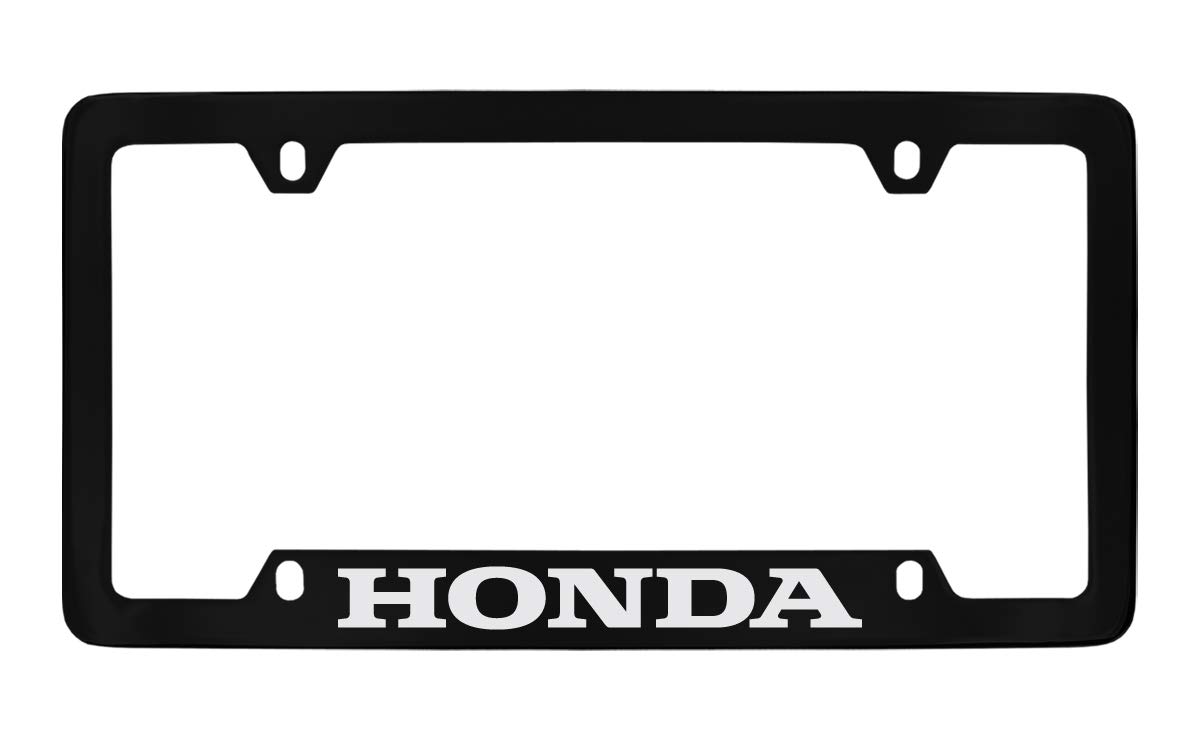 Honda Workmark Black Coated Zinc License Plate Frame - Rustproof & Durable Car Accessory for Front or Rear Bumper - Perfect for Cars, Trucks & SUVs