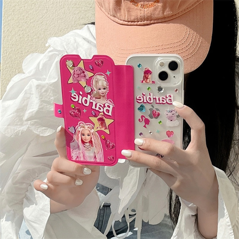 Barbie Flip Color Diamond Star iPhone 14 Pro Max Case - Shockproof Soft TPU Cute Cartoon Girl Phone Cover - Perfect for School, Work & Everyday Use