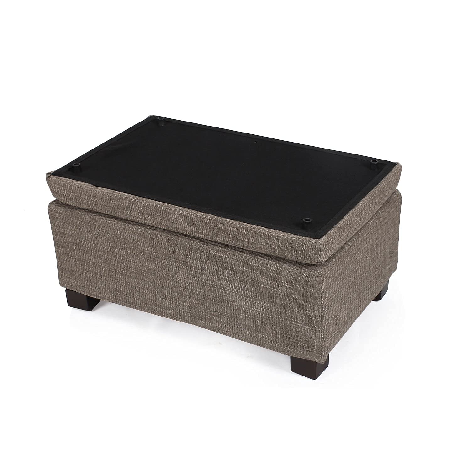 Joveco 3-Piece Storage Ottoman Bench Set - Upholstered Tufted Footrest Stool with Wood Legs, Multi-Functional Coffee Table for Living Room, Bedroom, Entryway - Dark Brown | Perfect for Extra Seating, Hidden Storage & Home Decor