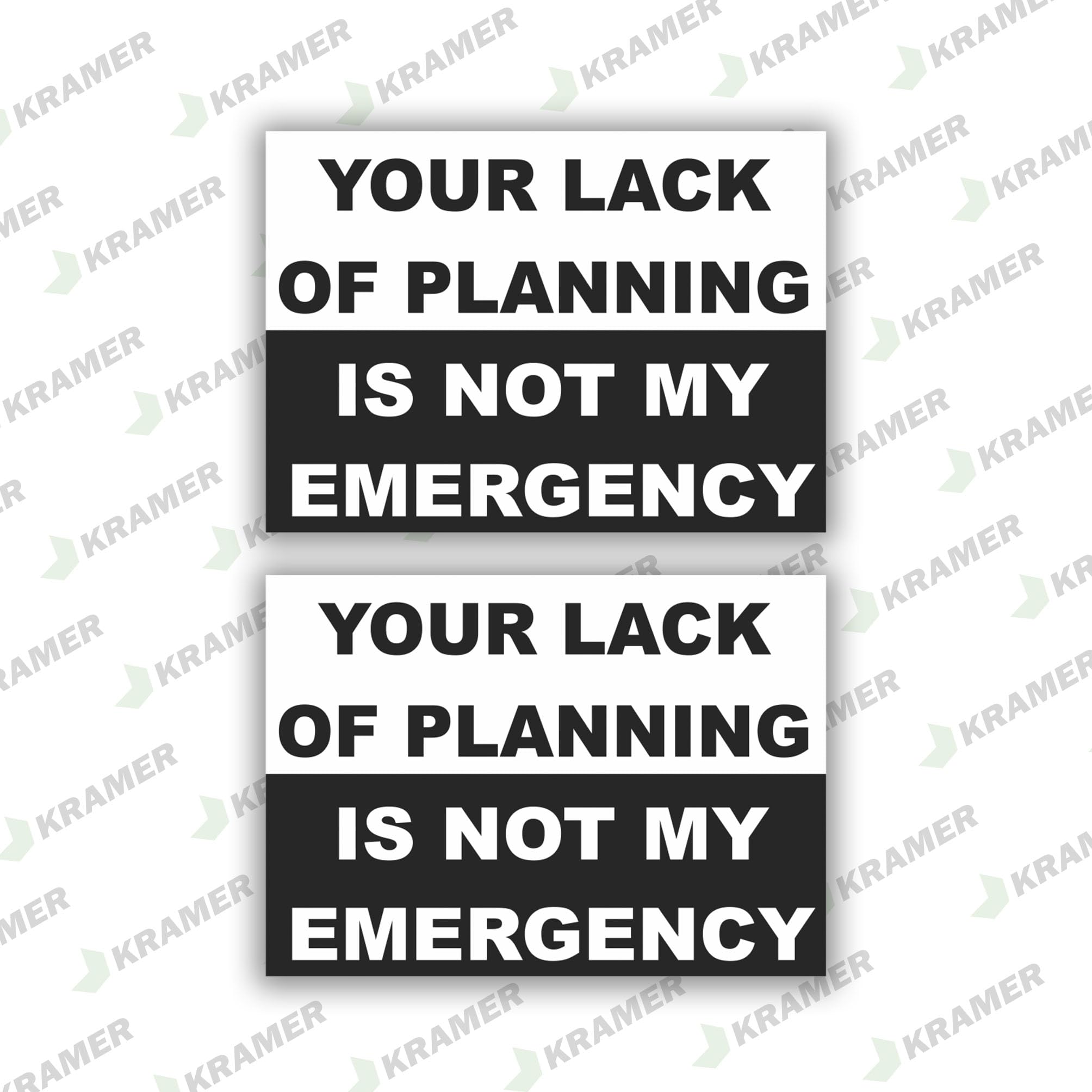 Kramer Sticker - 'Lack of Planning' Vinyl Decal for Car, Laptop, Helmet - Funny Office & Road Trip Accessory