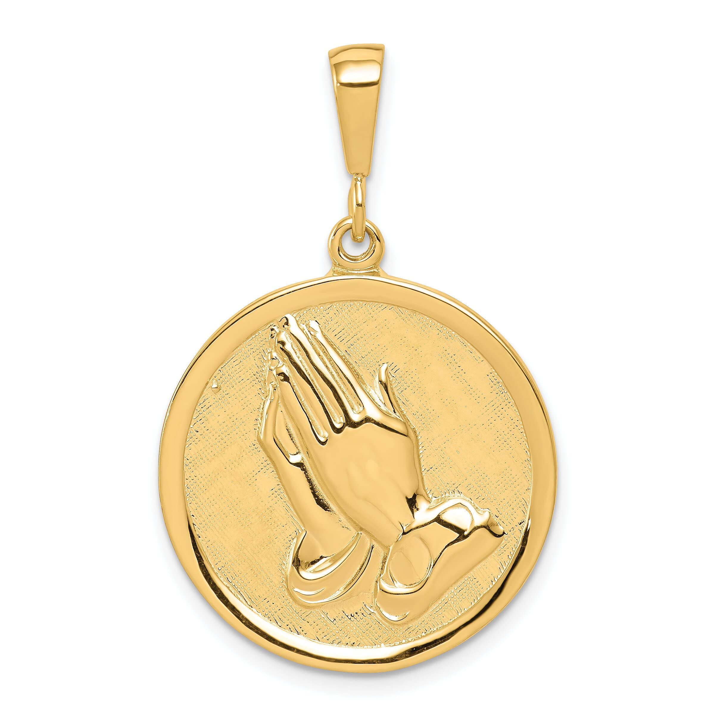 10K Gold Praying Hands Serenity Prayer Charm Pendant for Necklace - Religious Jewelry Gift for Women & Men - Perfect for Daily Wear, Church, Prayer & Meditation