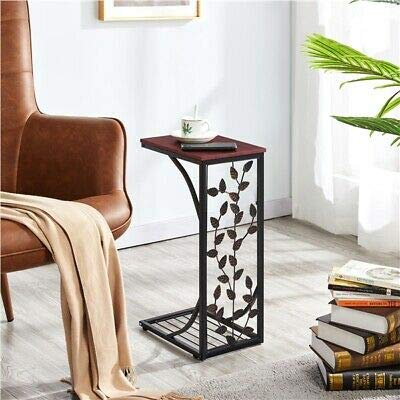 Antique Wood Small Sofa Side Table - End Table, Snack Table, Accent Console & Nightstand for Living Room, Bedroom & Office Use