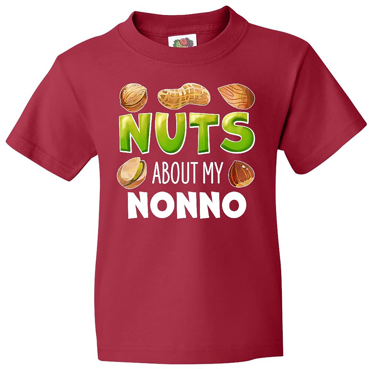 Inktastic Nuts About My Nonno Peanut Almond Pistachio Youth T-Shirt - Funny Italian Grandfather Gift for Kids - Perfect for Family Reunions & Grandparents Day