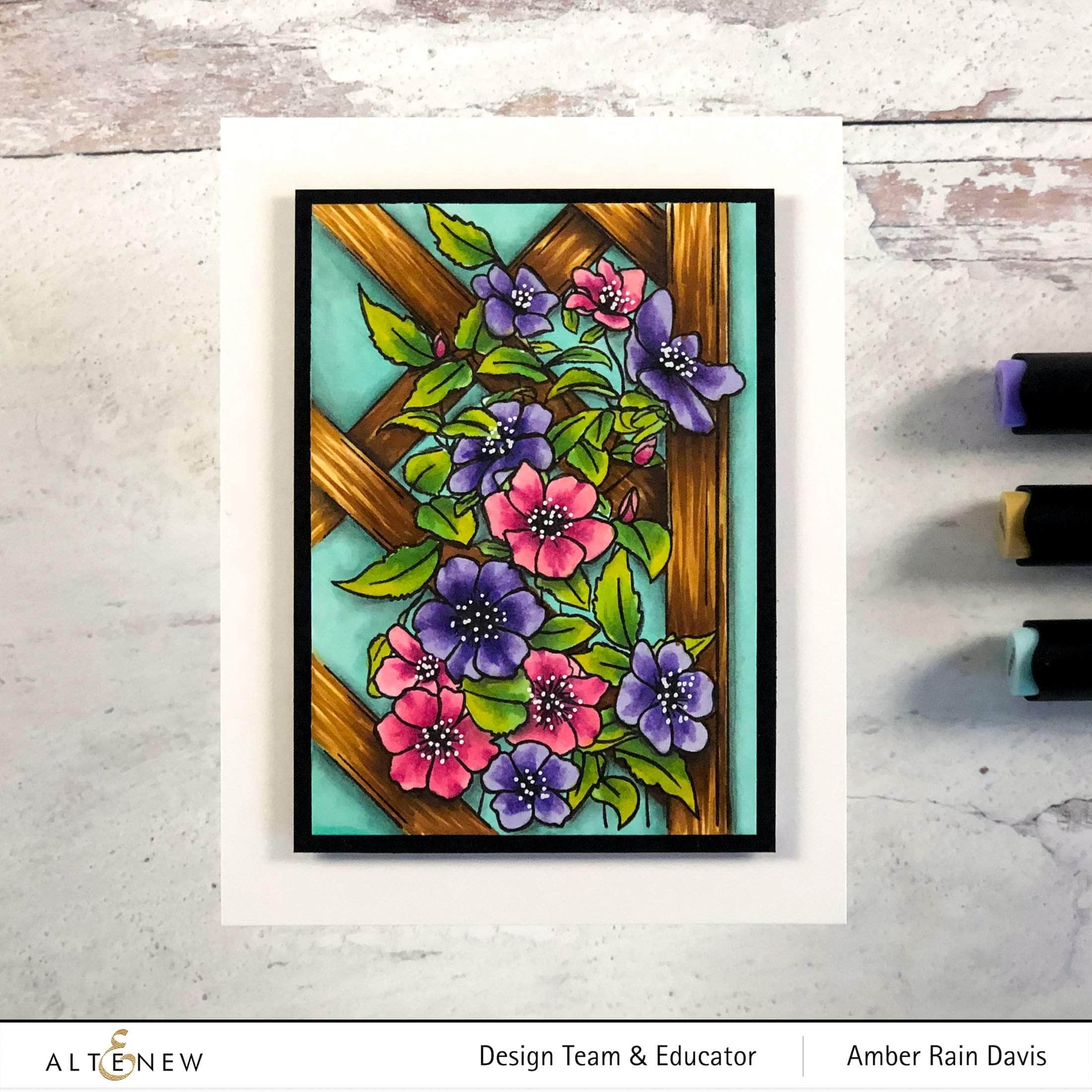 Clematis Outline Stamp Set for Painting Flowers - DIY Floral Art, Card Making & Scrapbooking Supplies