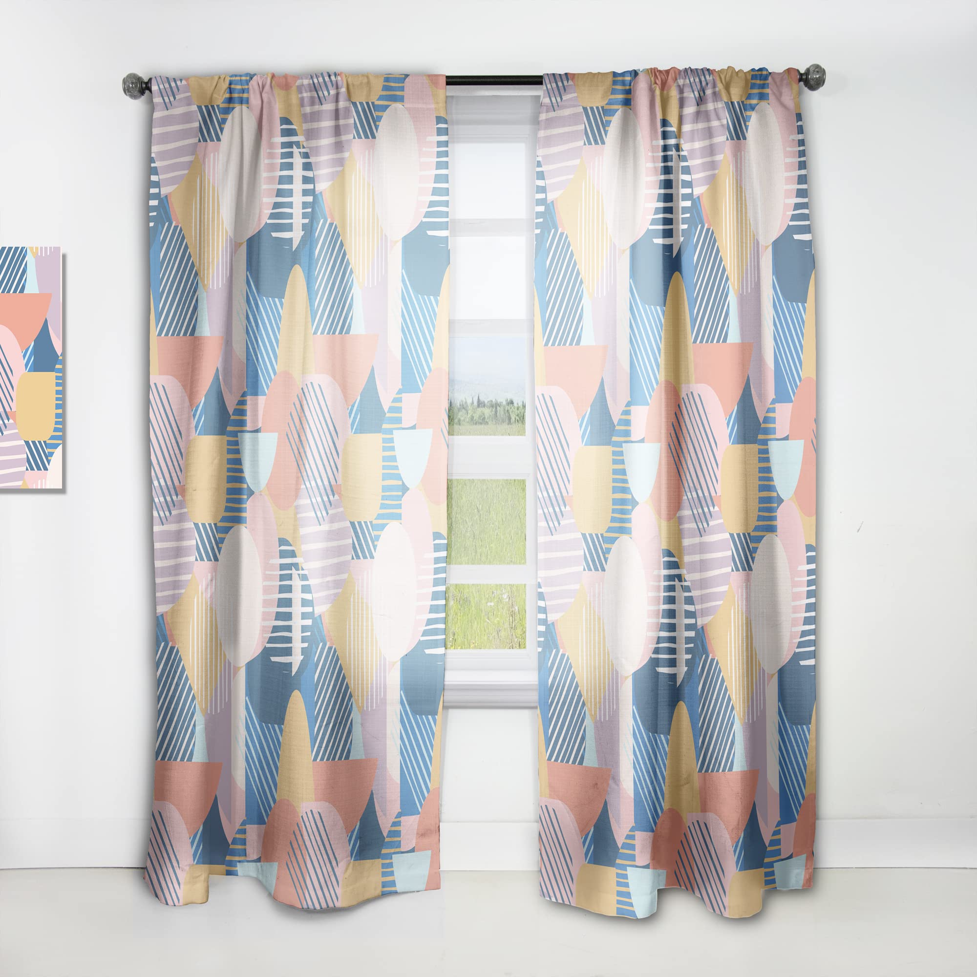 DesignQ Modern Geometric Pattern Blackout Curtains - Thermal Insulated Single Panel (52x108 inches) for Bedroom & Living Room - Noise Reducing & Energy Saving Window Drapes for Home Decor