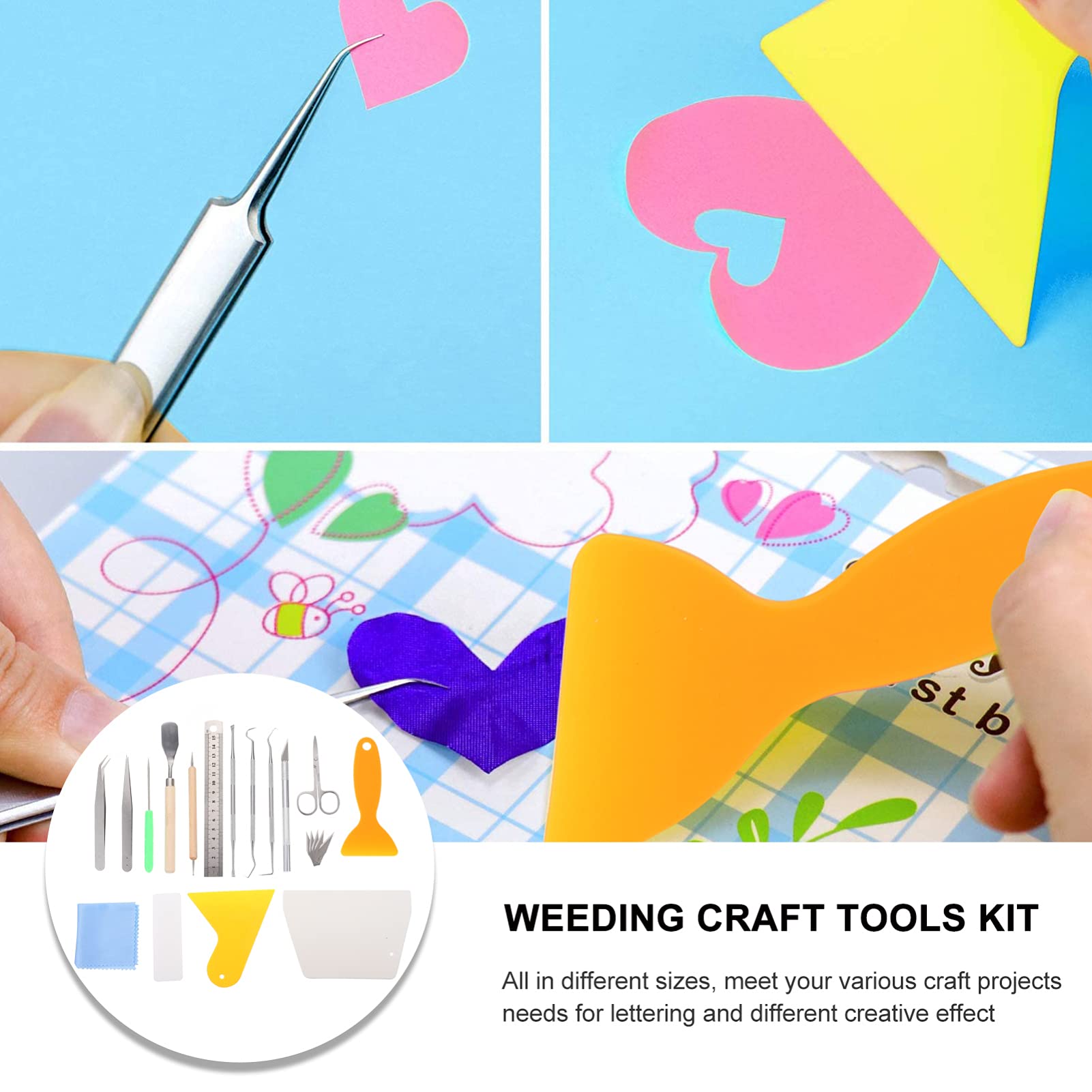 EXCEART Vinyl Control Cameo Tool Kit - Craft Making, Weeding, Carving & Piercing Tools with Precision Metal Ruler & Oxford Cloth - Perfect for DIY Projects, Sign Making, Vinyl Cutting & Home Decor