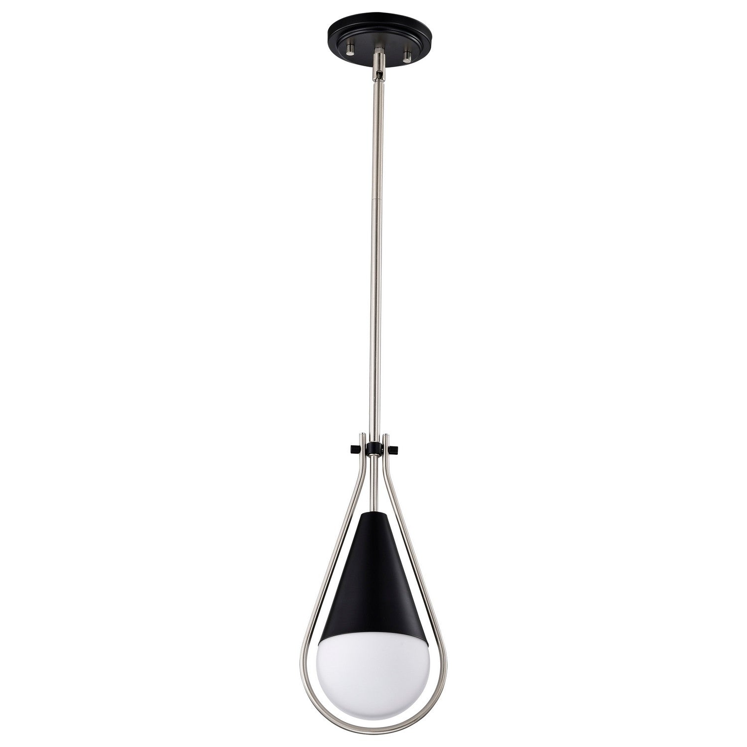 Admiral 7-Inch Modern Pendant Light Fixture - Matte Black & Brushed Nickel Finish - Perfect for Kitchen Island, Dining Room, or Entryway Lighting