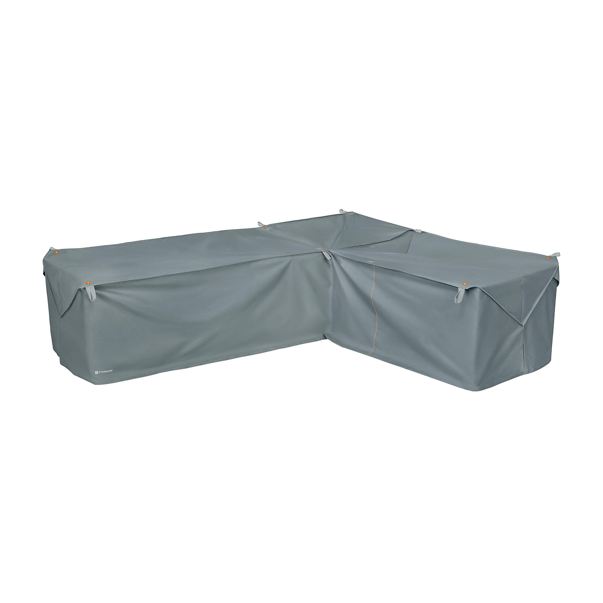 Storigami Water-Resistant 104 Inch Right-Facing Sectional Lounge Set Cover - Monument Grey | Easy Fold Patio Furniture Cover for Outdoor Sofa Protection | Weatherproof, Durable & UV Resistant for Deck, Backyard, and Poolside Use
