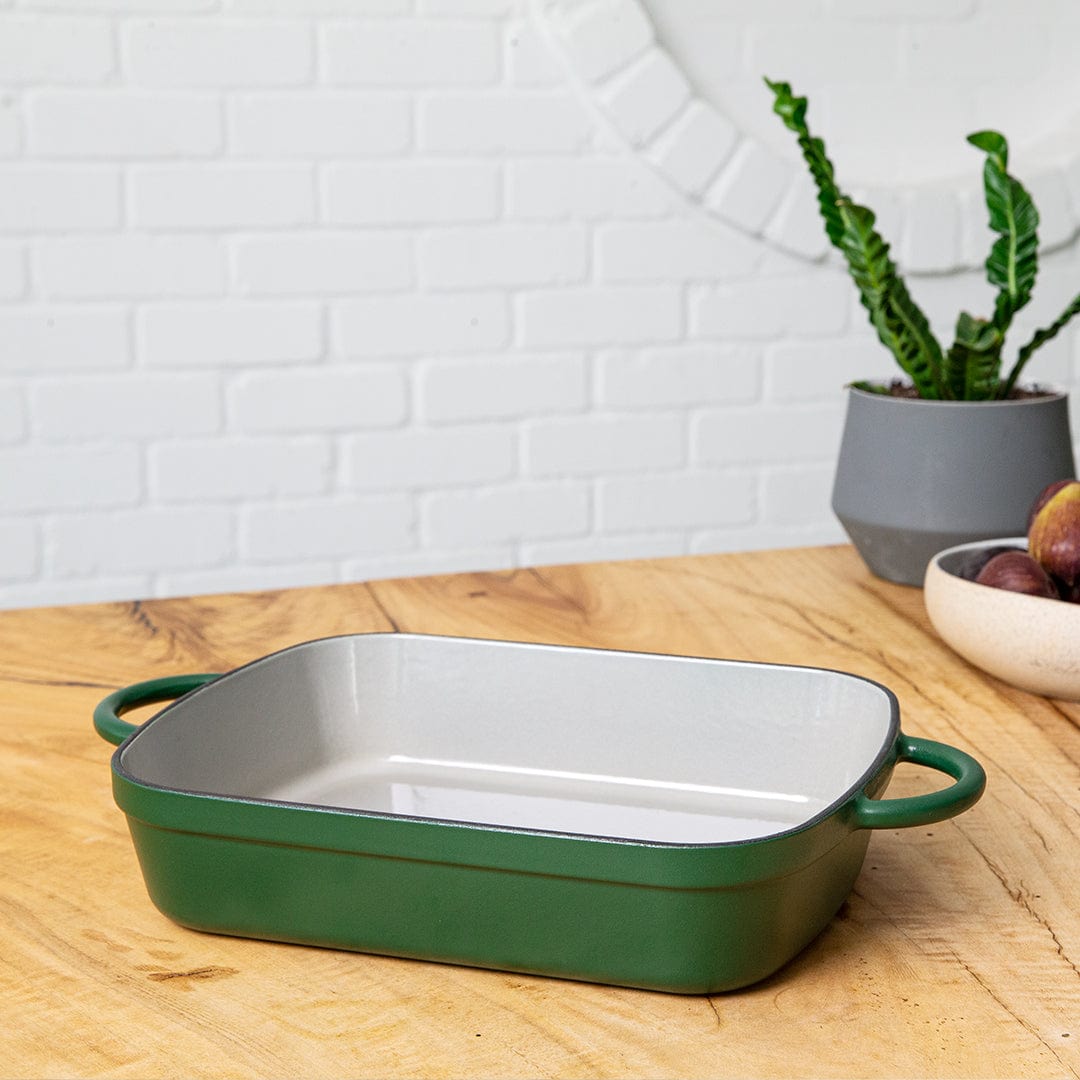 Premium Firra Cast Iron Baking Dish - 12 Inch Rectangular Skillet for Oven, Grill & Stovetop - Perfect for Casseroles, Lasagna, Roasts & More - Rust-Resistant & Even Heat Distribution