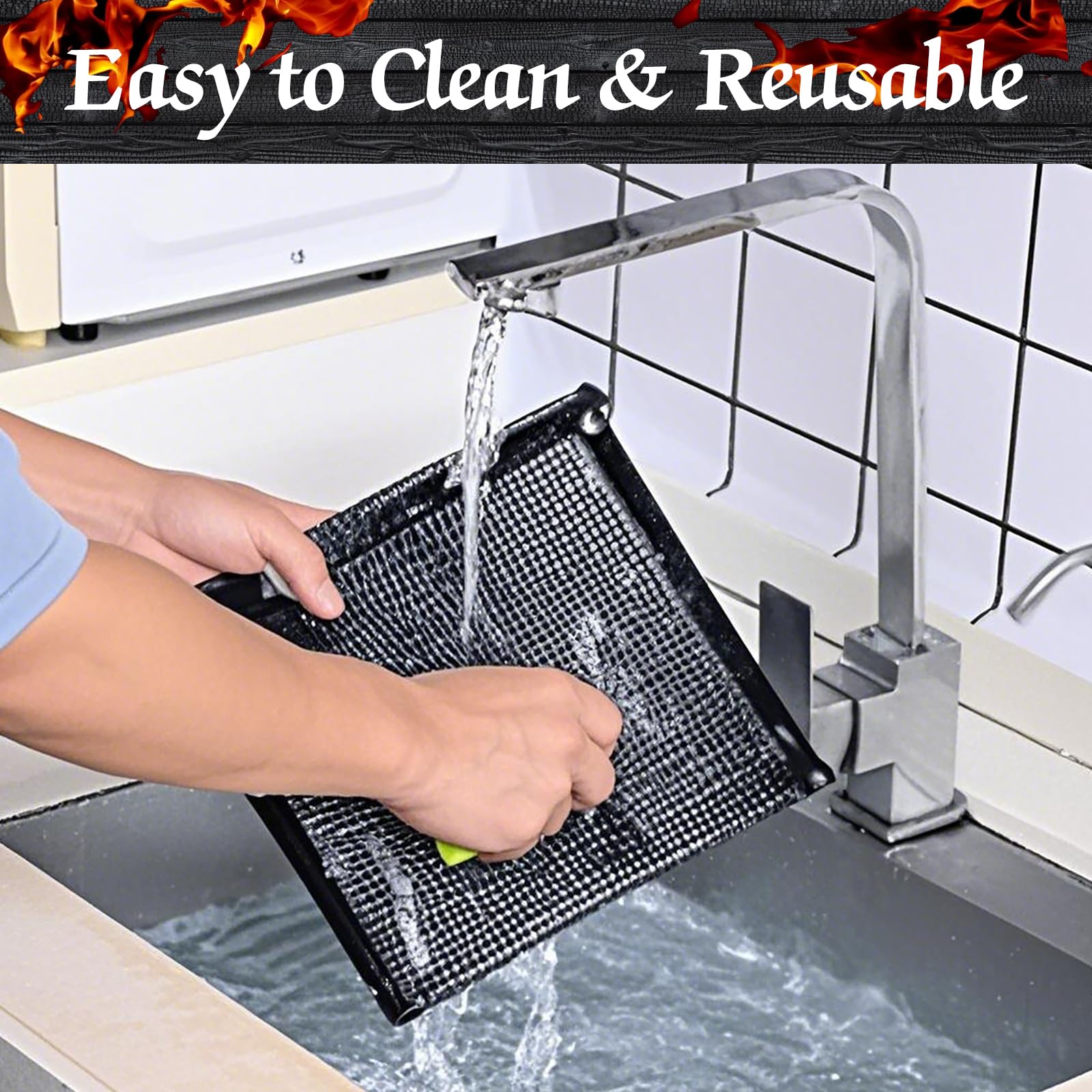 Reusable Non-Stick BBQ Mesh Grill Bags - 4 Pack with 2 Sizes (15.7