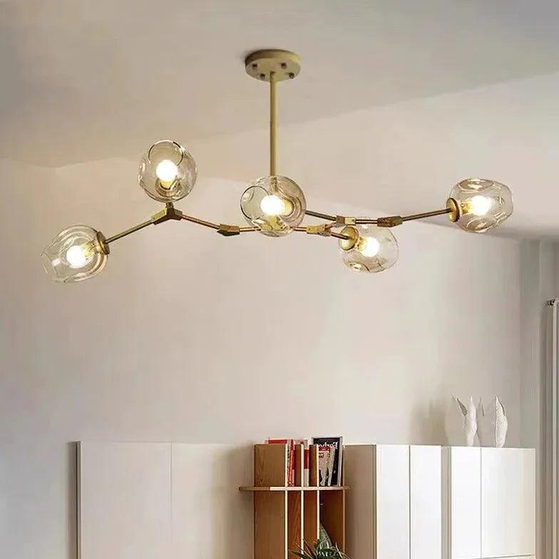 Modern Minimalist Transparent Glass Ball Chandelier - Elegant Ceiling Light Fixture for Living Room, Dining Room, and Bedroom Decor
