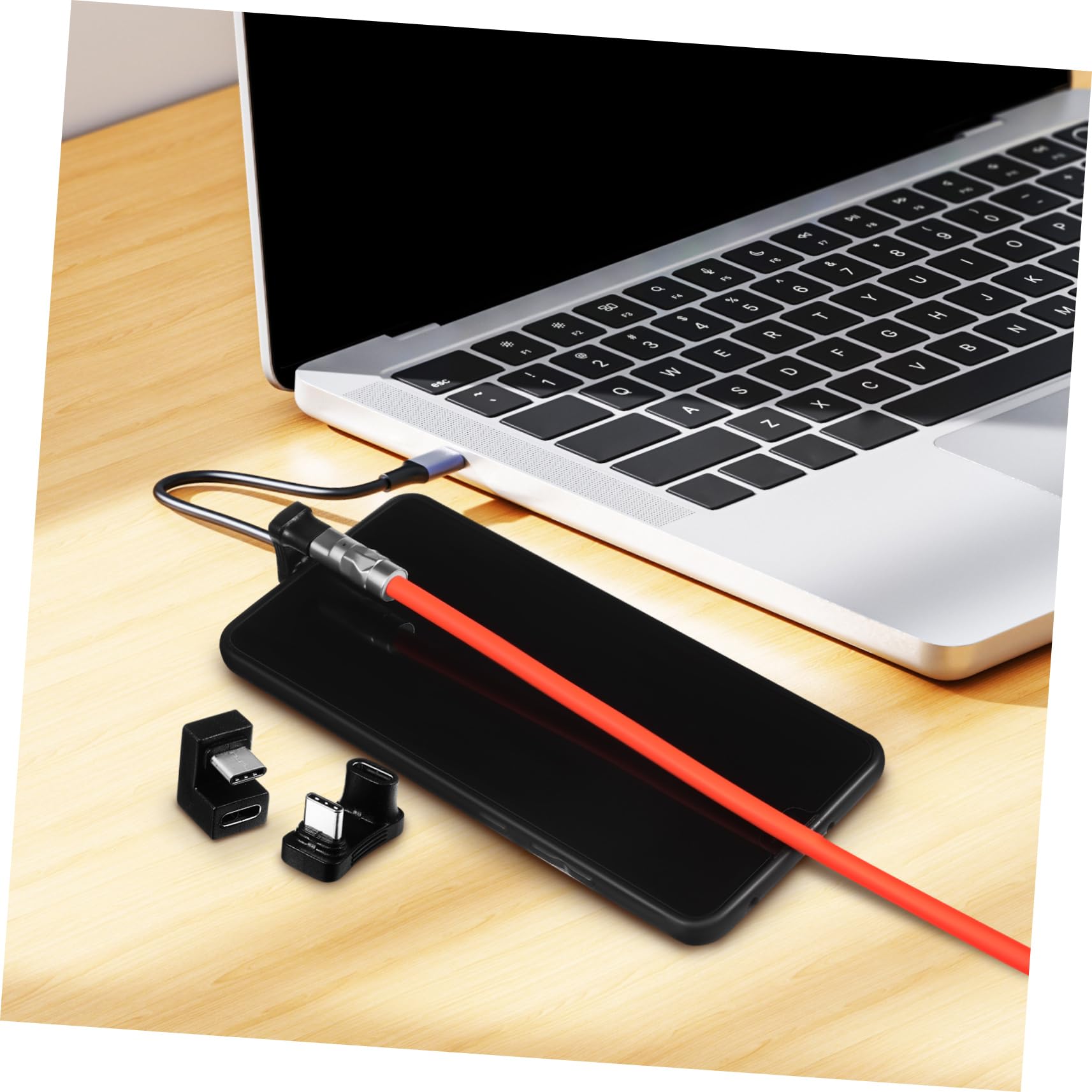 Gatuida 180 Degree USB C Adapter - Angled USB C Extender for Laptops, Smartphones, Tablets - Perfect for Tight Spaces & Charging Stations (Space Gray)