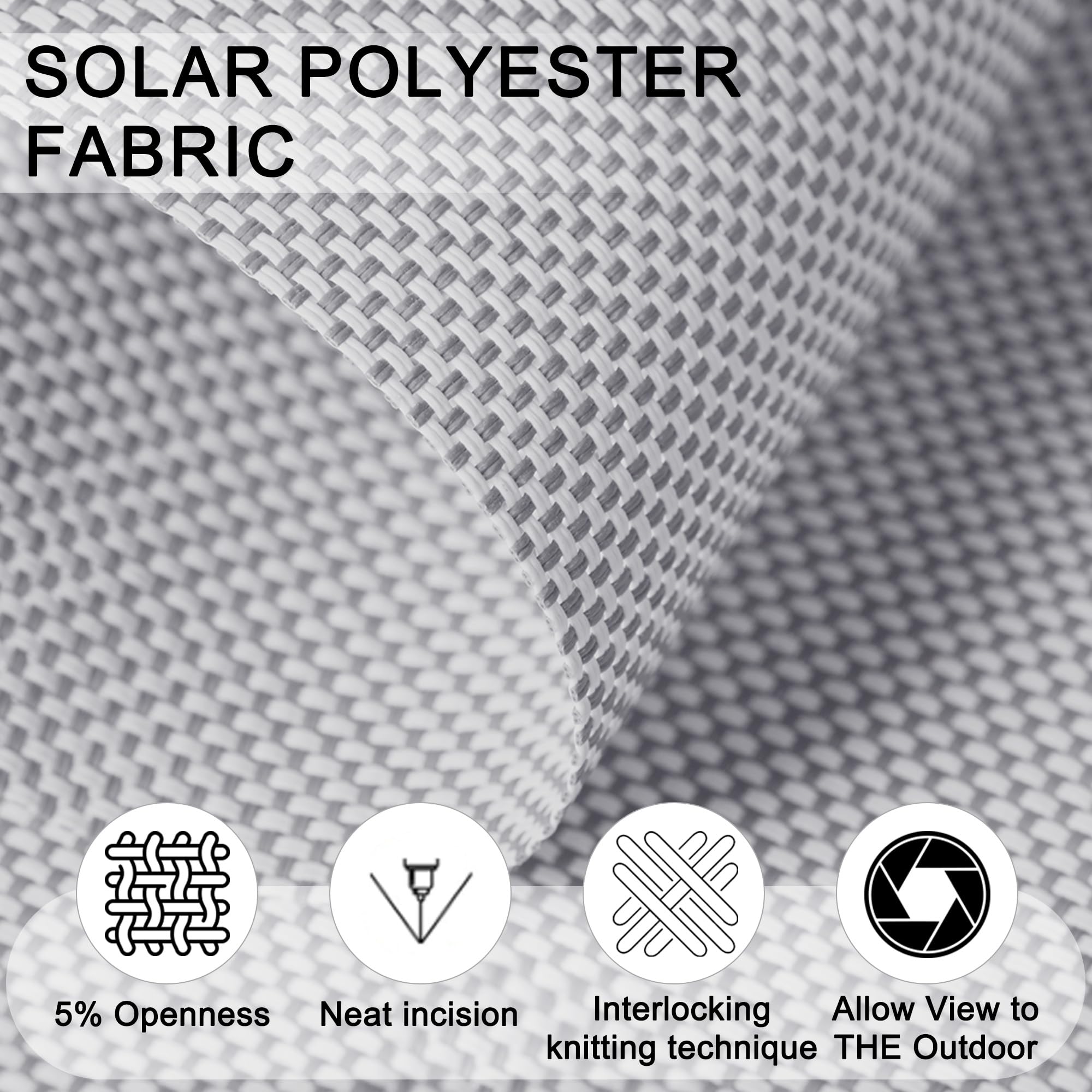 Cordless Solar Roller Shades - 5% Openness, UV Protection for Home & Office (60W x 56H)