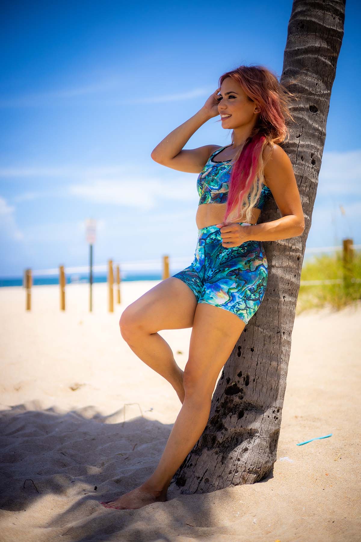 Premium High Waist Yoga Shorts for Women - Cape Cali Abalone Print Workout Shorts - Comfortable & Breathable for Yoga, Gym, Running & Lounge Wear