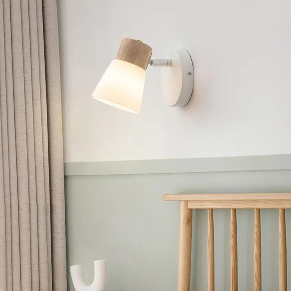 Scandinavian White Glass LED Wall Lights - Modern Minimalist Lighting for Living Room, Bedroom, and Hallway Decor