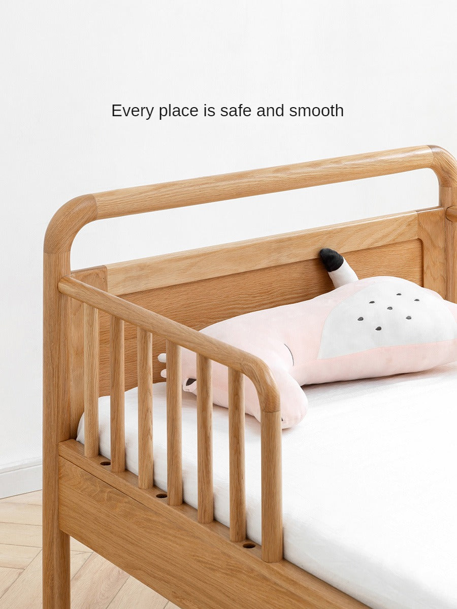 Premium Oak Solid Wood Toddler Bed - Convertible, Multi-Functional Kids Bed with Safety Rails | Perfect for Nursery, Daycare & Small Bedrooms