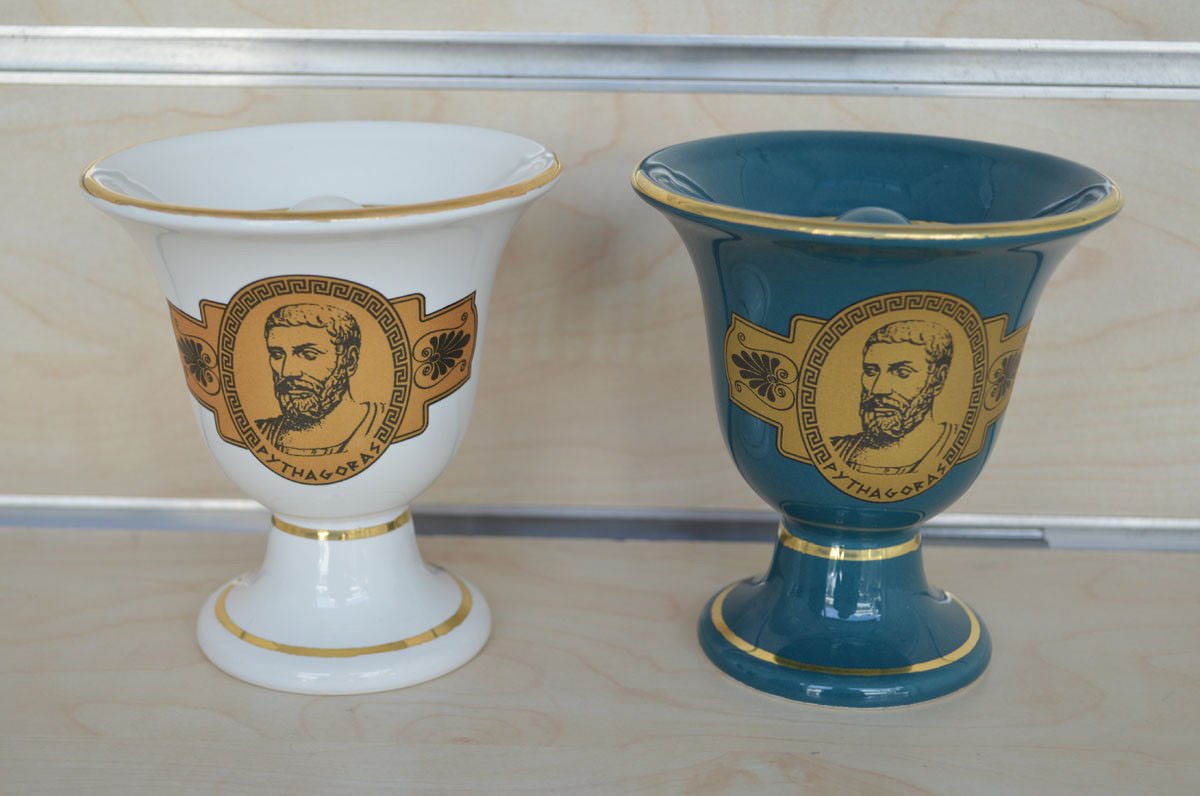 2 Pack Pythagoras Cup of Justice - Ancient Greek Science Toy with Pythagorean Theorem, Fun & Educational Tantalus Cup for Physics Experiments - Perfect for Classroom, Party Trick & STEM Learning Activities