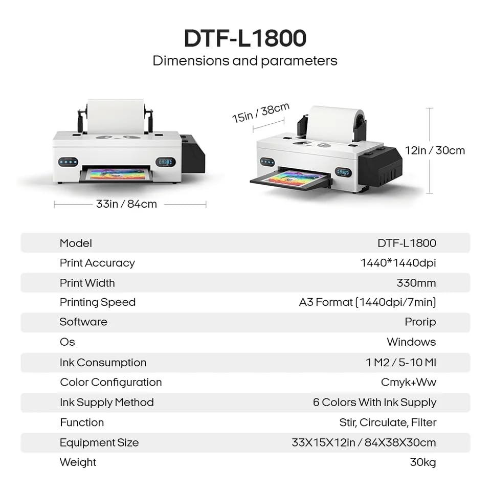 F13 Panda DTF Printer Transfer Printing Machine with White Ink Circulation System & Built-in Film Cutter - DIY T-Shirt Printing Kit (Printer + Heat Press) for Custom Apparel, Hoodies, and Bags - Perfect for Small Business & Home Crafting