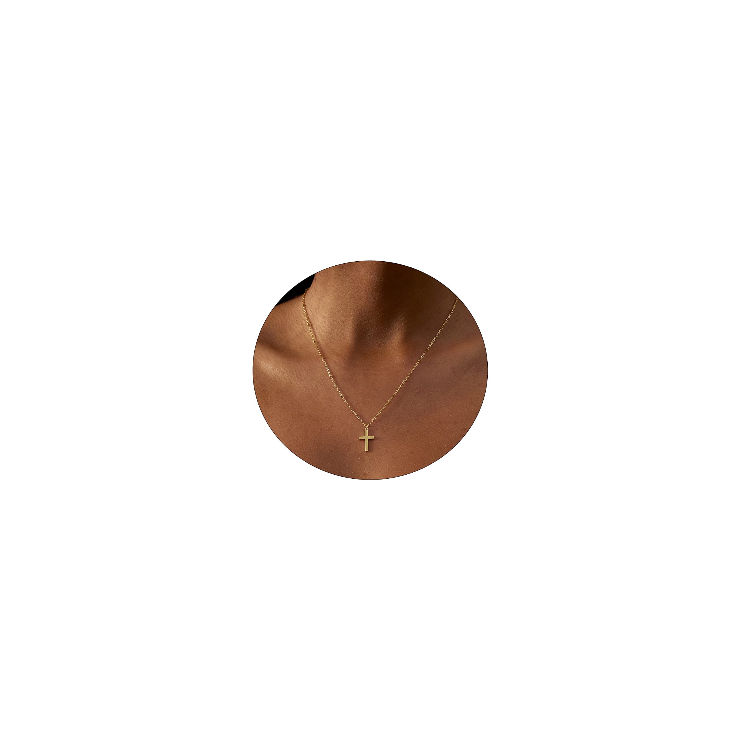 VIROMY 14K Gold Plated Cross Necklace for Women - Trendy Sideways Cross Pendant Choker, Minimalist Everyday Jewelry Gift for Her | Perfect for Church, Date Night & Casual Wear