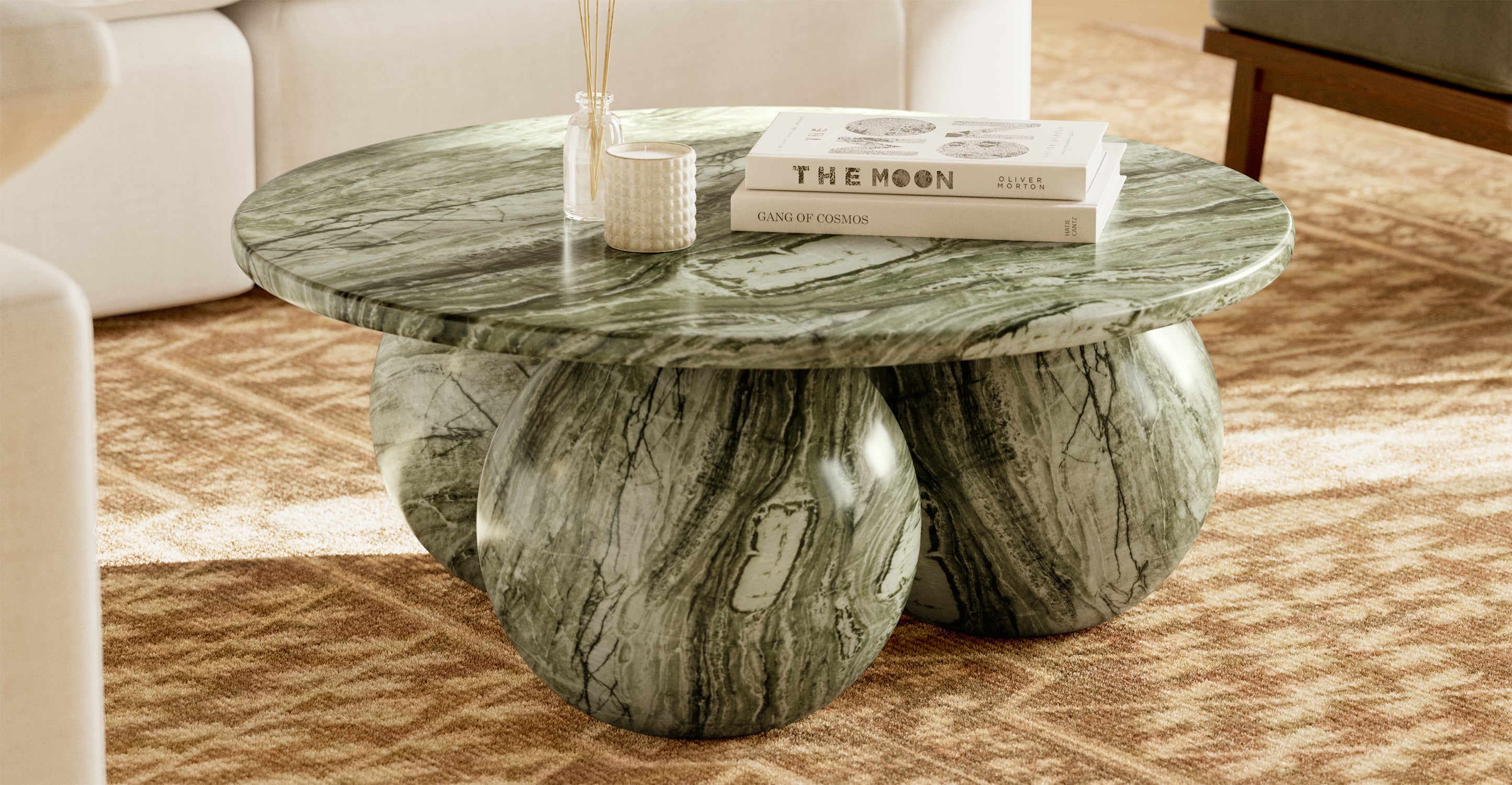 Modern Marble Coffee Table - Elegant & Durable Living Room Centerpiece for Home Decor | Perfect for Lounge, Office, or Waiting Area