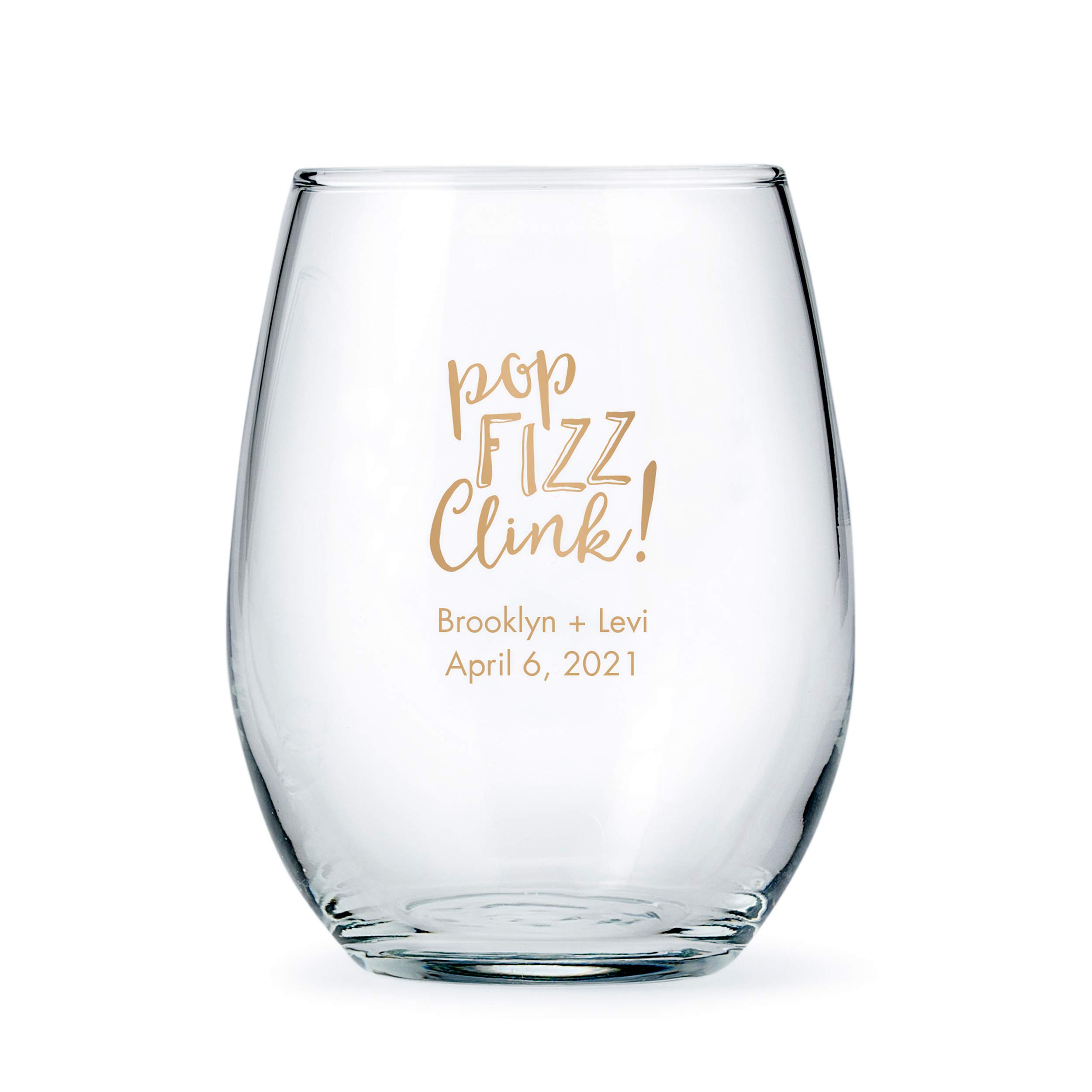 Personalized Large Stemless Wine Glass 15oz - 36 Pack Bulk Set for Weddings, Parties & Events | Custom Engraved Couple Gift, Bridal Shower Favors, Anniversary Celebration